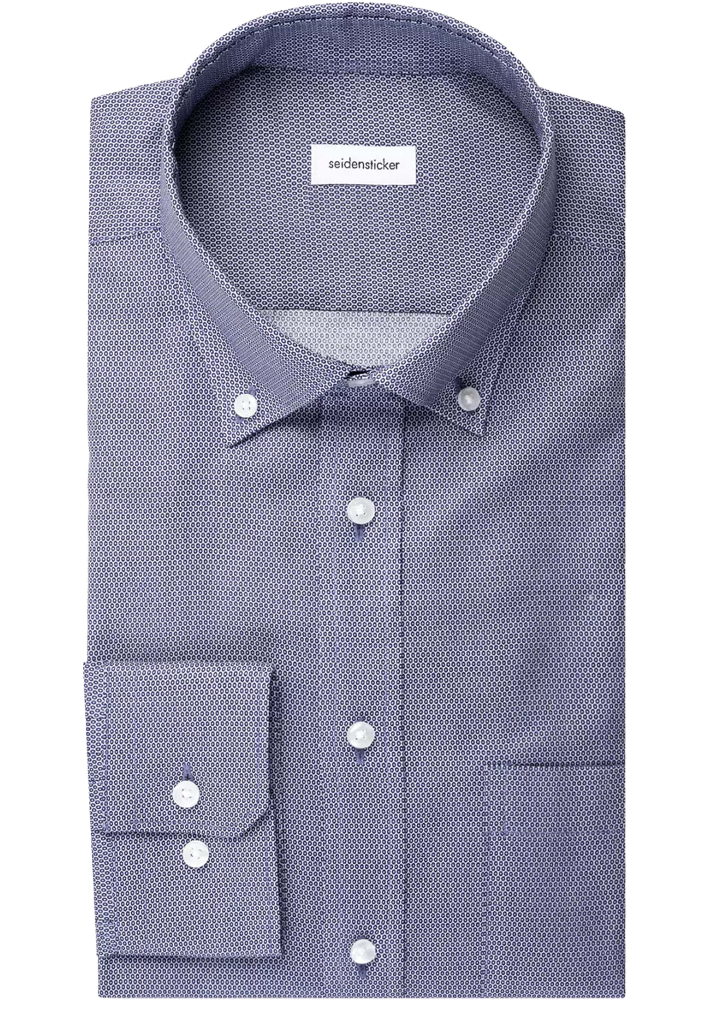 Seidensticker comfort fit overhemd, popeline, blauw dessin