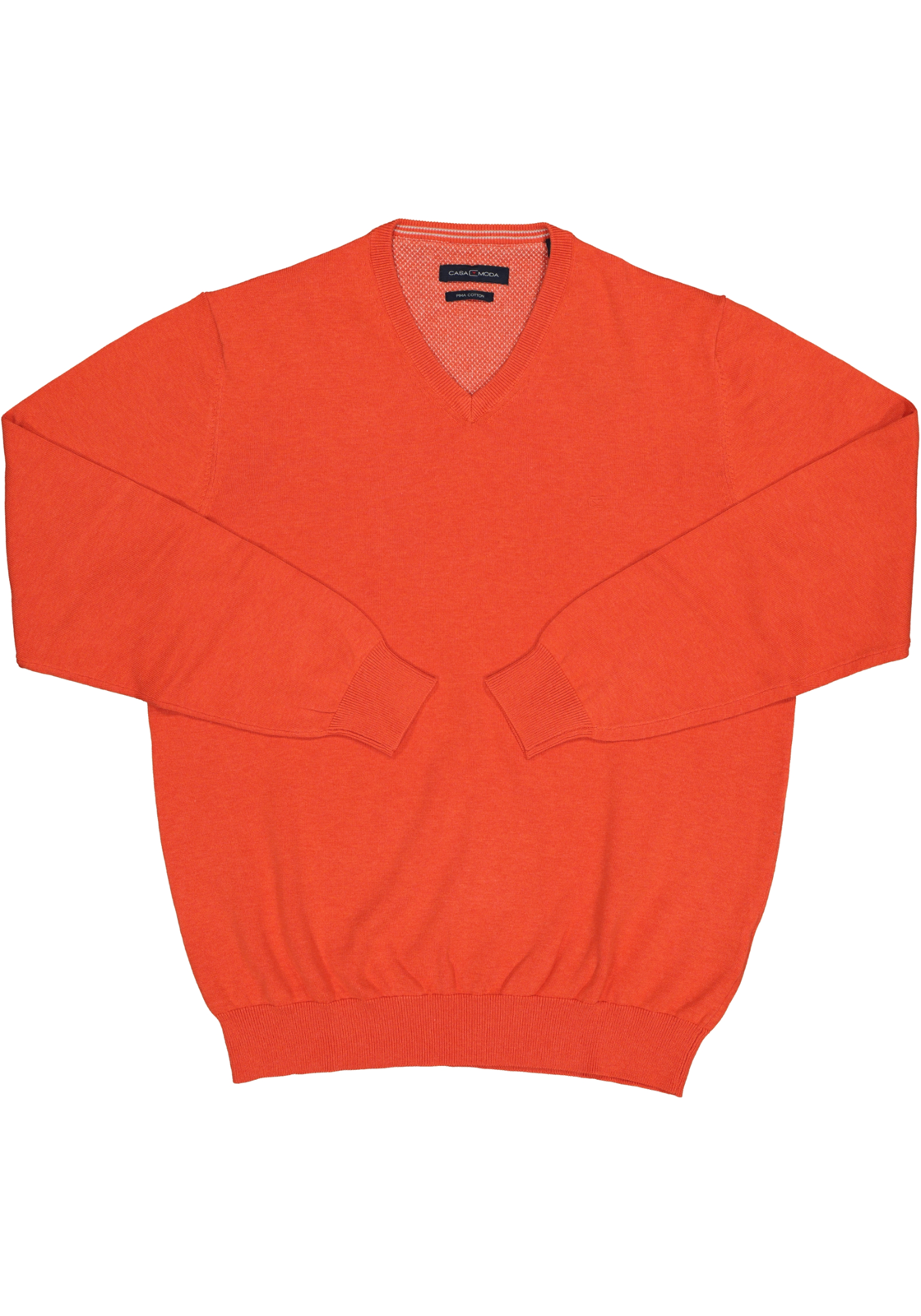 2-4060031649698_Casa_Moda_Trui_HR Casa Moda heren trui katoen V-hals, oranje-rood