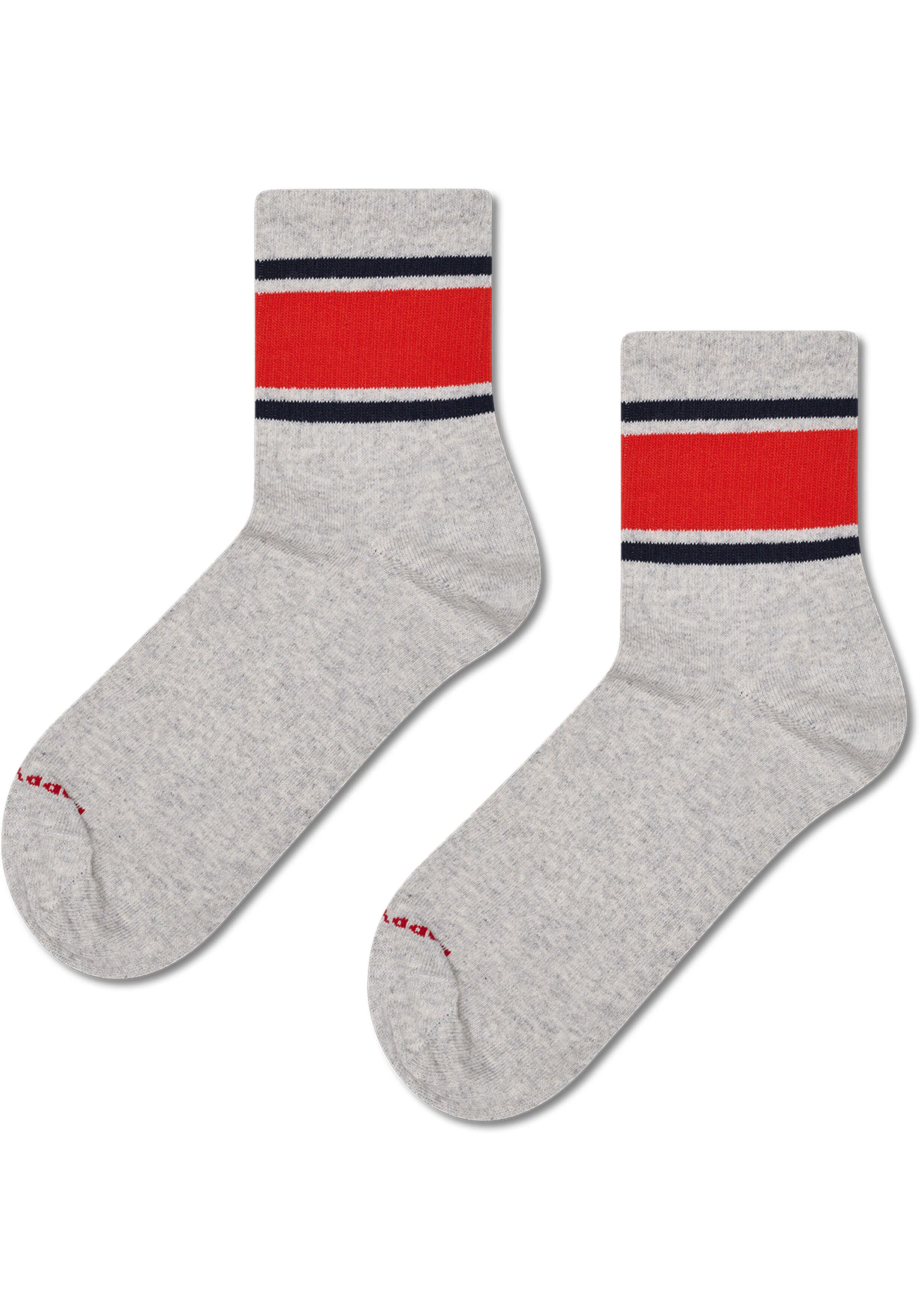 Happy Socks Simple Stripe 1/2 Crew Sneaker Sock, hoge unisex enkelsokken, grijs