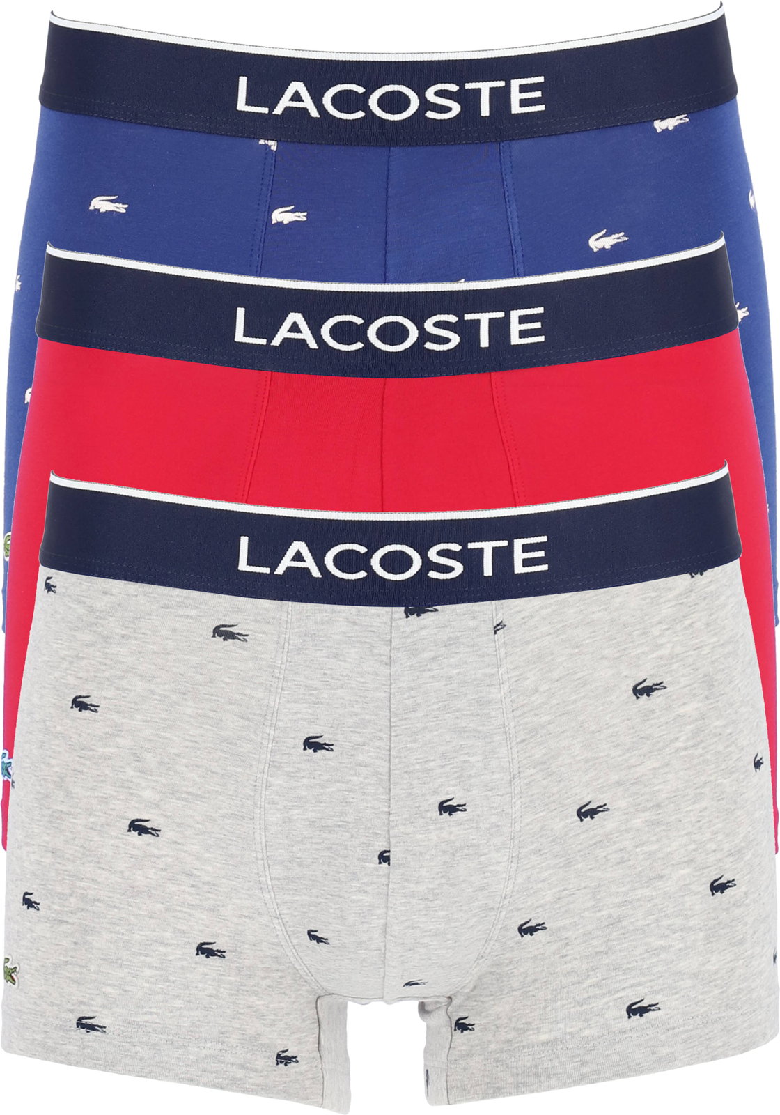 1-3614036140530-lacoste-LACOSTE_5H3411W3T_BLAUW_4fotos_3p_HR Lacoste Boxer Trunks (3-pack), heren boxers kort, grijs en blauw met logo en uni rood