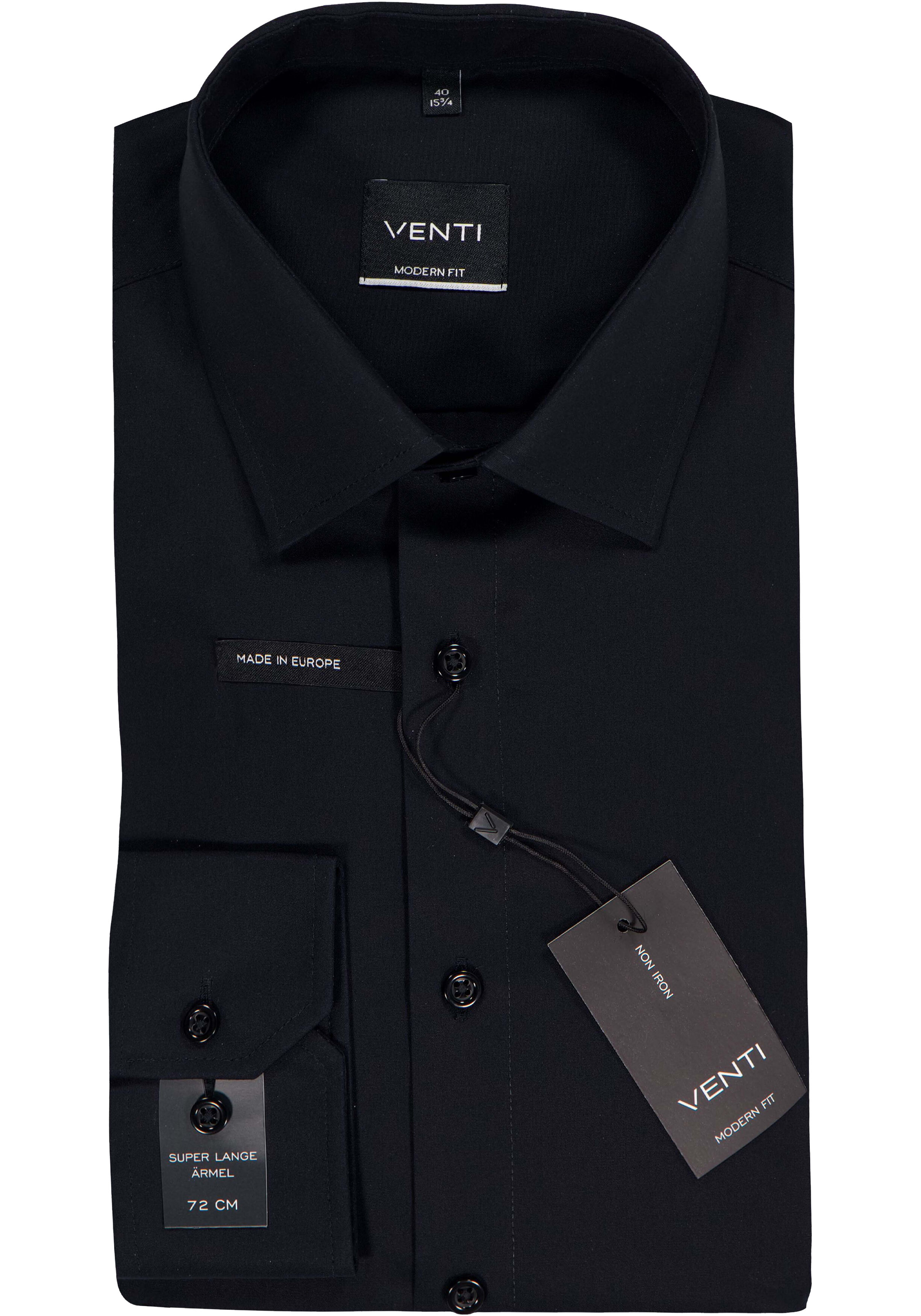 VENTI modern fit overhemd, mouwlengte 72, zwart