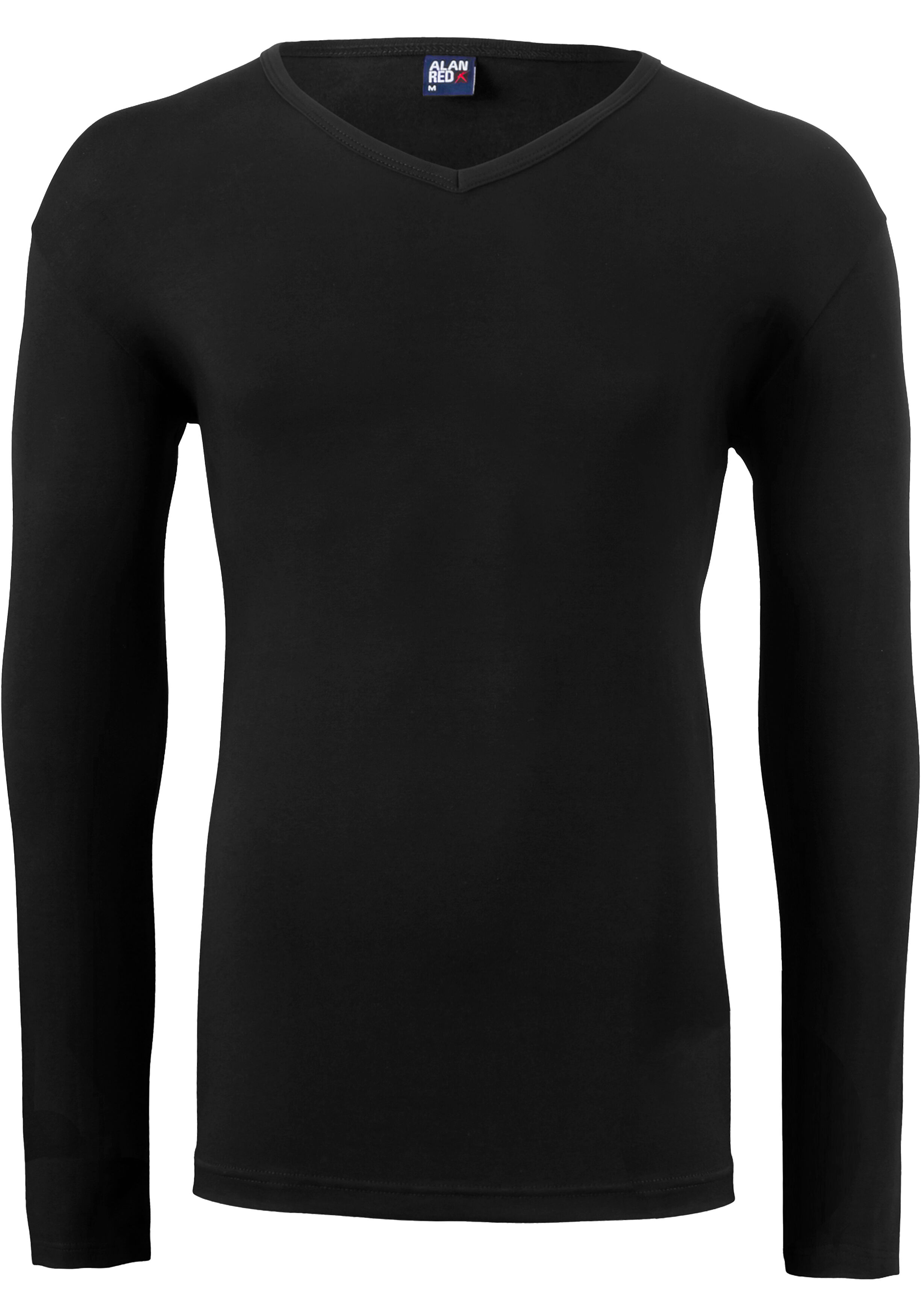 ALAN RED T-shirt Oslo (1-pack), V-hals lange mouw stretch, zwart