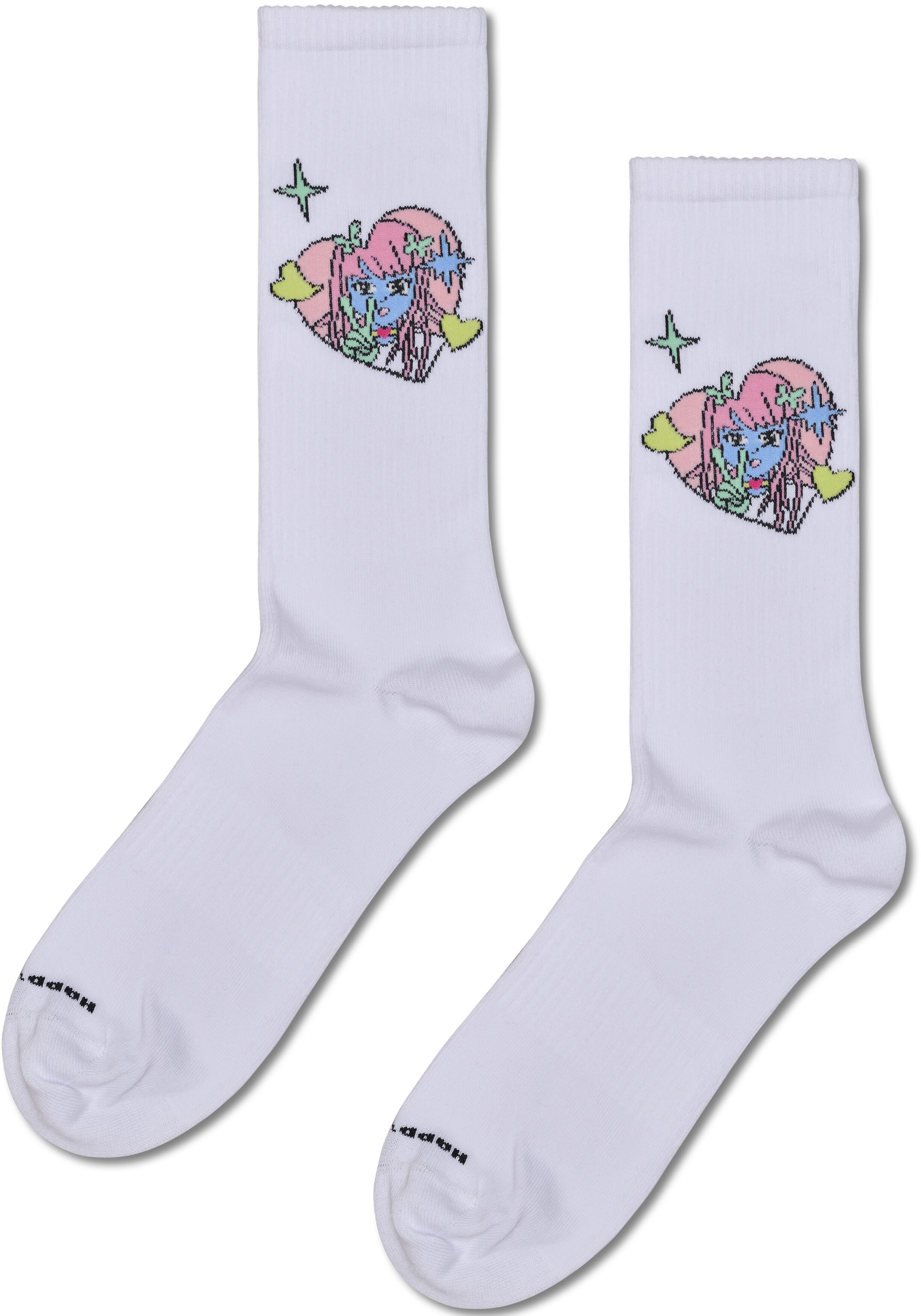 Happy Socks Peace Sneaker Sock, unisex sokken, wit