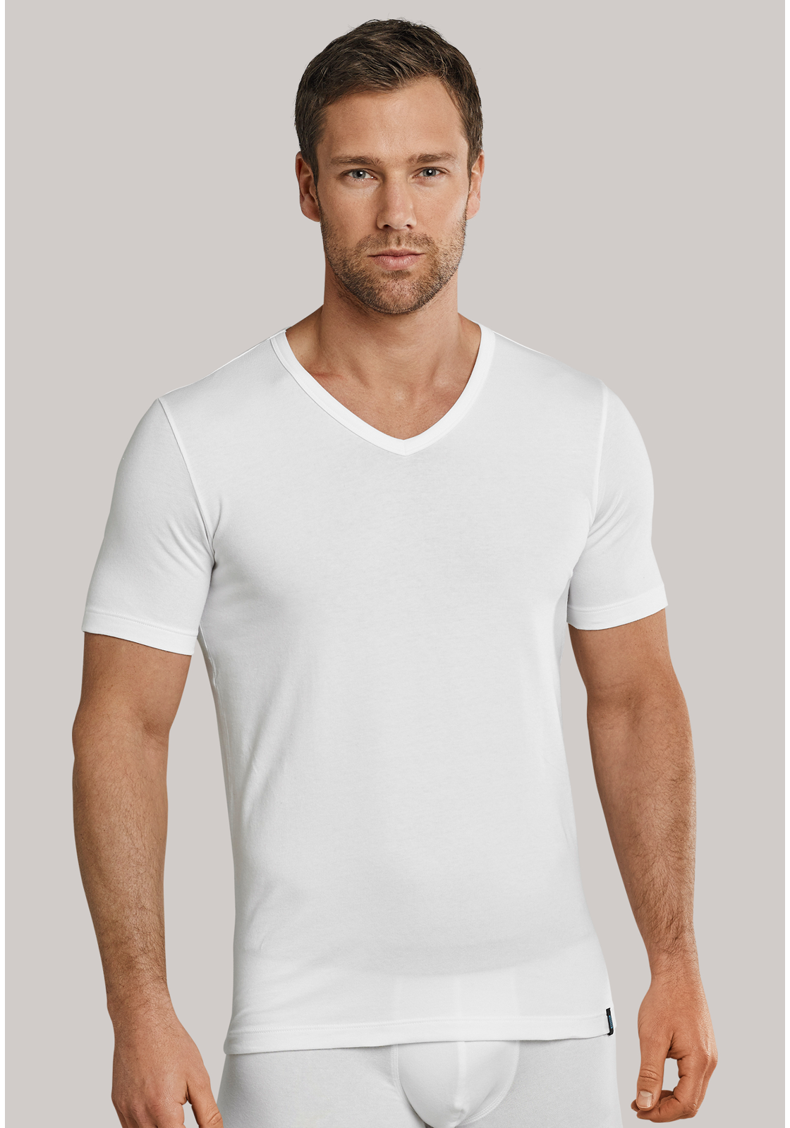 205429-100-01 SCHIESSER 95/5 heren T-shirt (2-pack), V-hals, wit