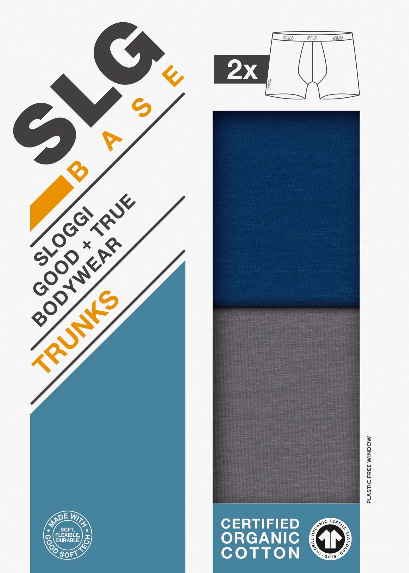 Sloggi Men SLG Base Trunk, heren boxershorts korte pijp (2-pack), kobaltblauw en middengrijs