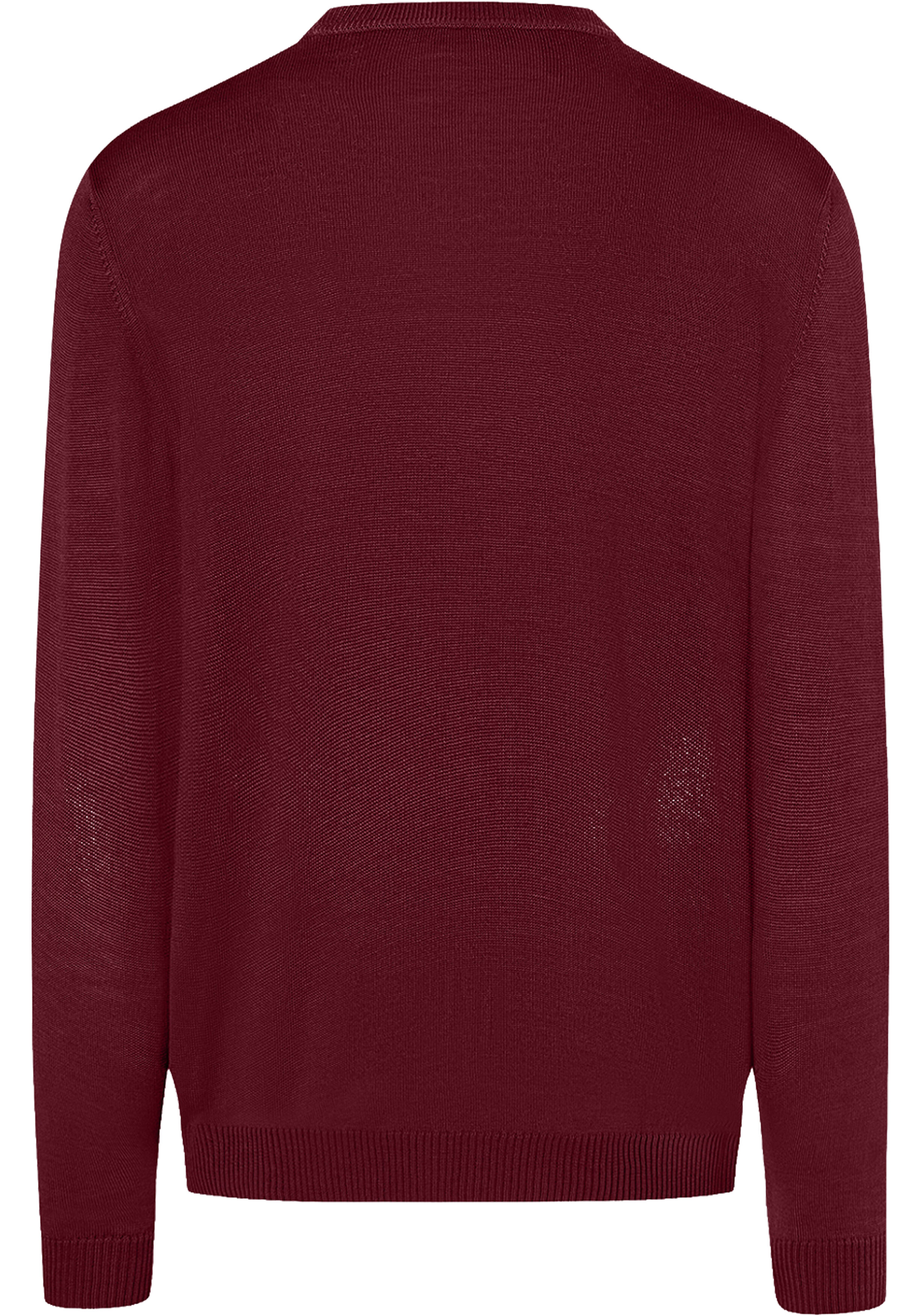 MAERZ Classic Fit heren trui met O-hals wol, wijnrood