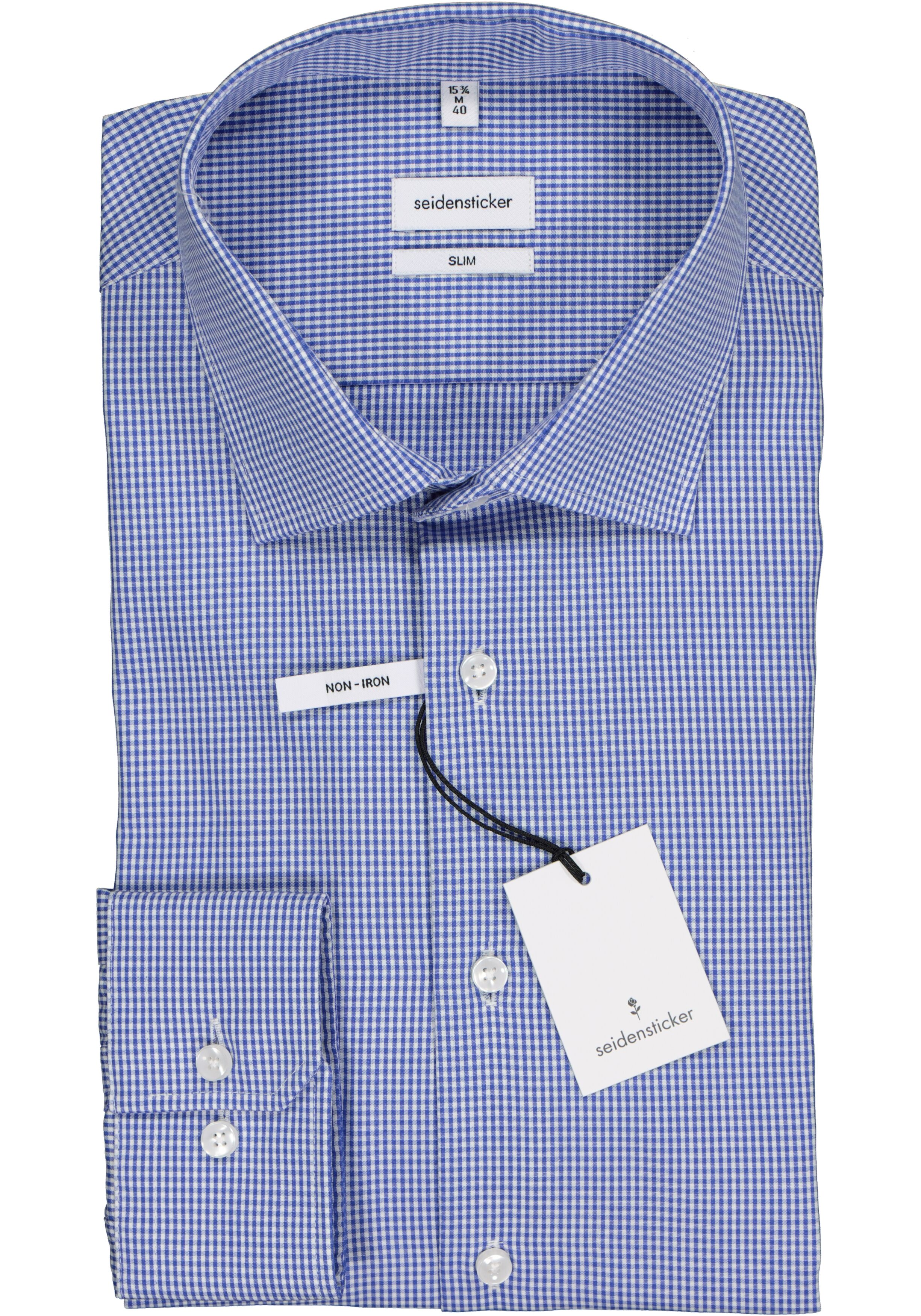 Seidensticker slim fit overhemd, blauw geruit