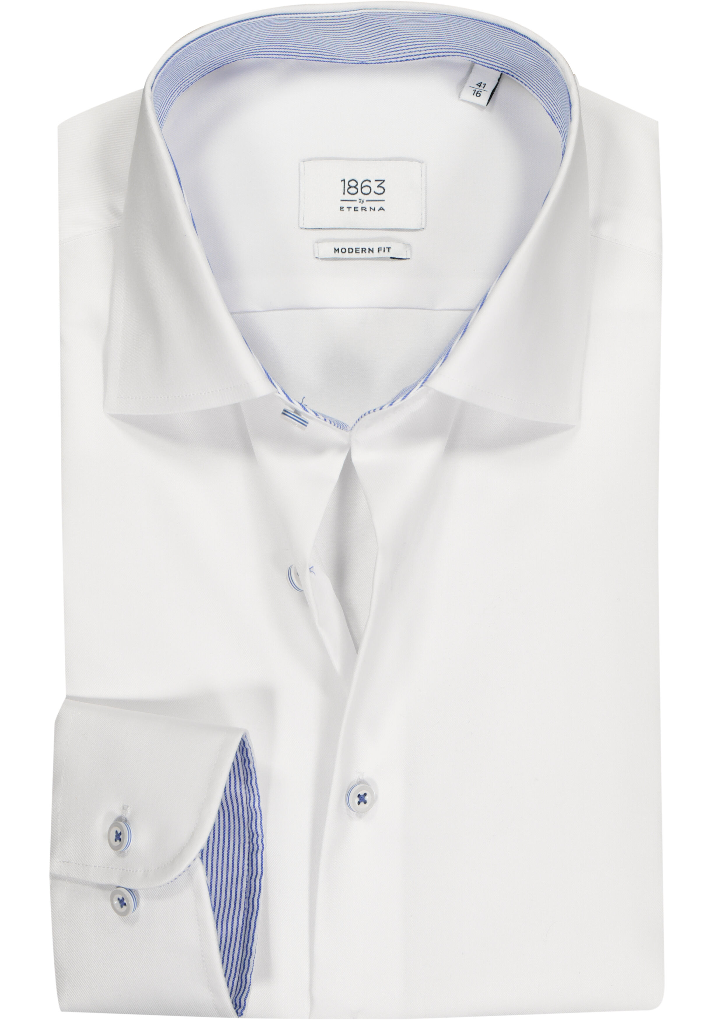 ETERNA 1863 modern fit premium overhemd, 2-ply twill heren overhemd, wit (contrast)