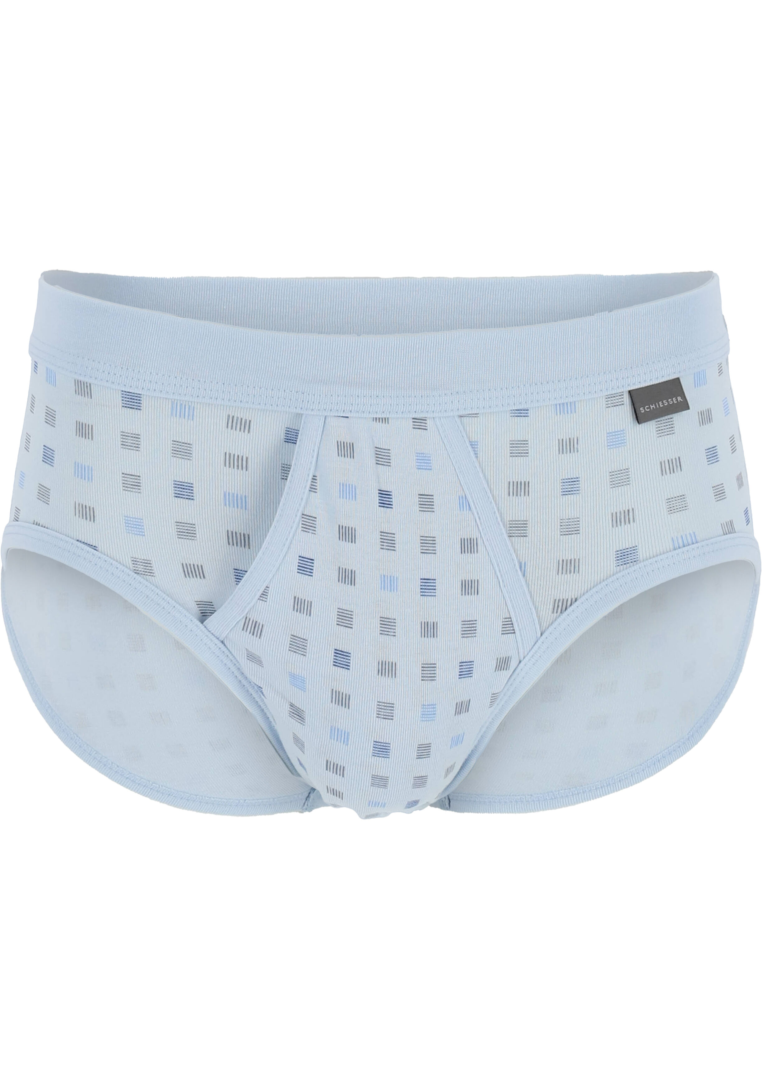 SCHIESSER Cotton Essentials sportslips (2-pack), Feinribb met gulp, lichtblauw geblokt