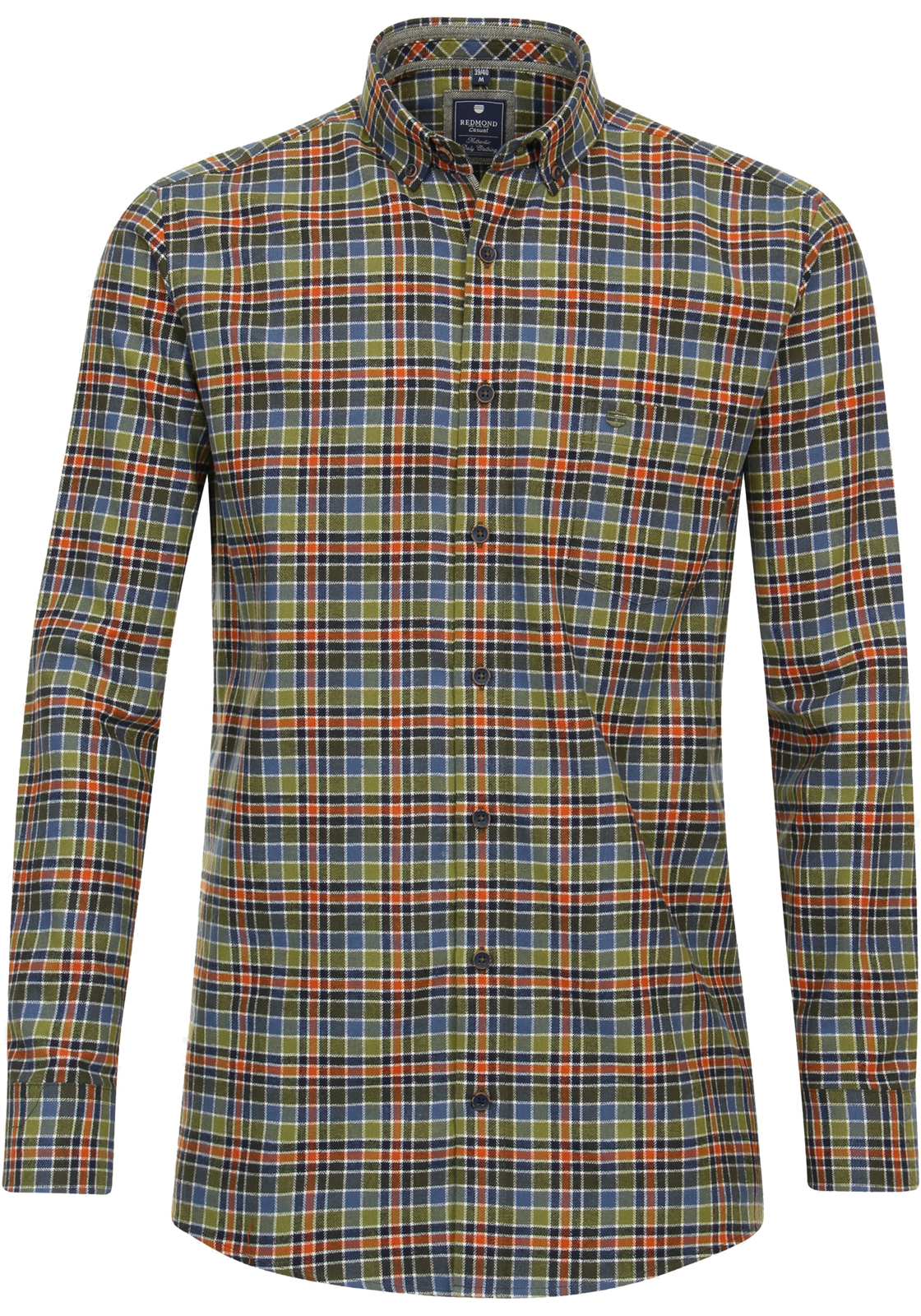 Redmond comfort fit overhemd, popeline, groen geruit Redmond comfort fit overhemd, popeline, groen geruit