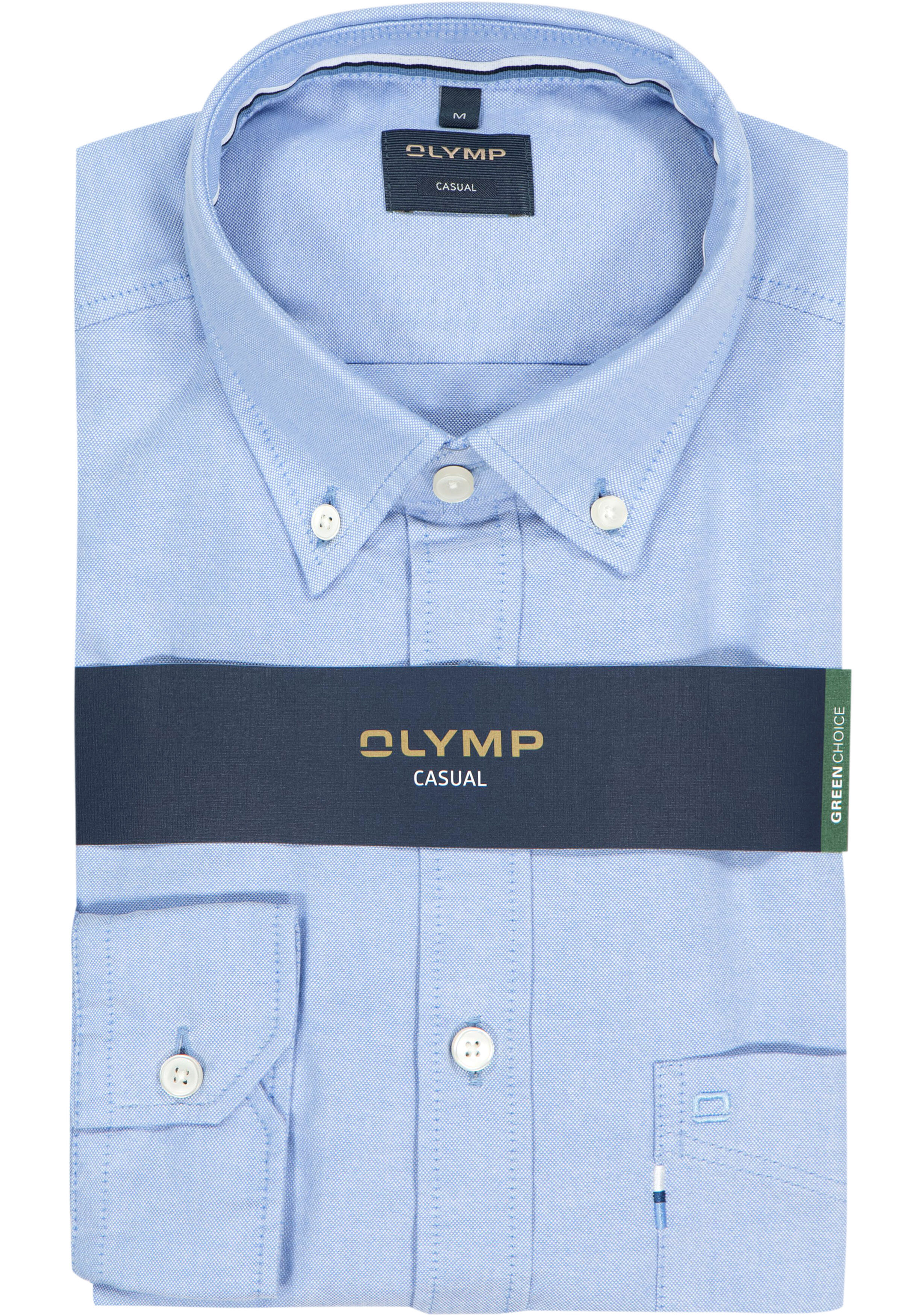 OLYMP Casual regular fit overhemd, Oxford, blauw