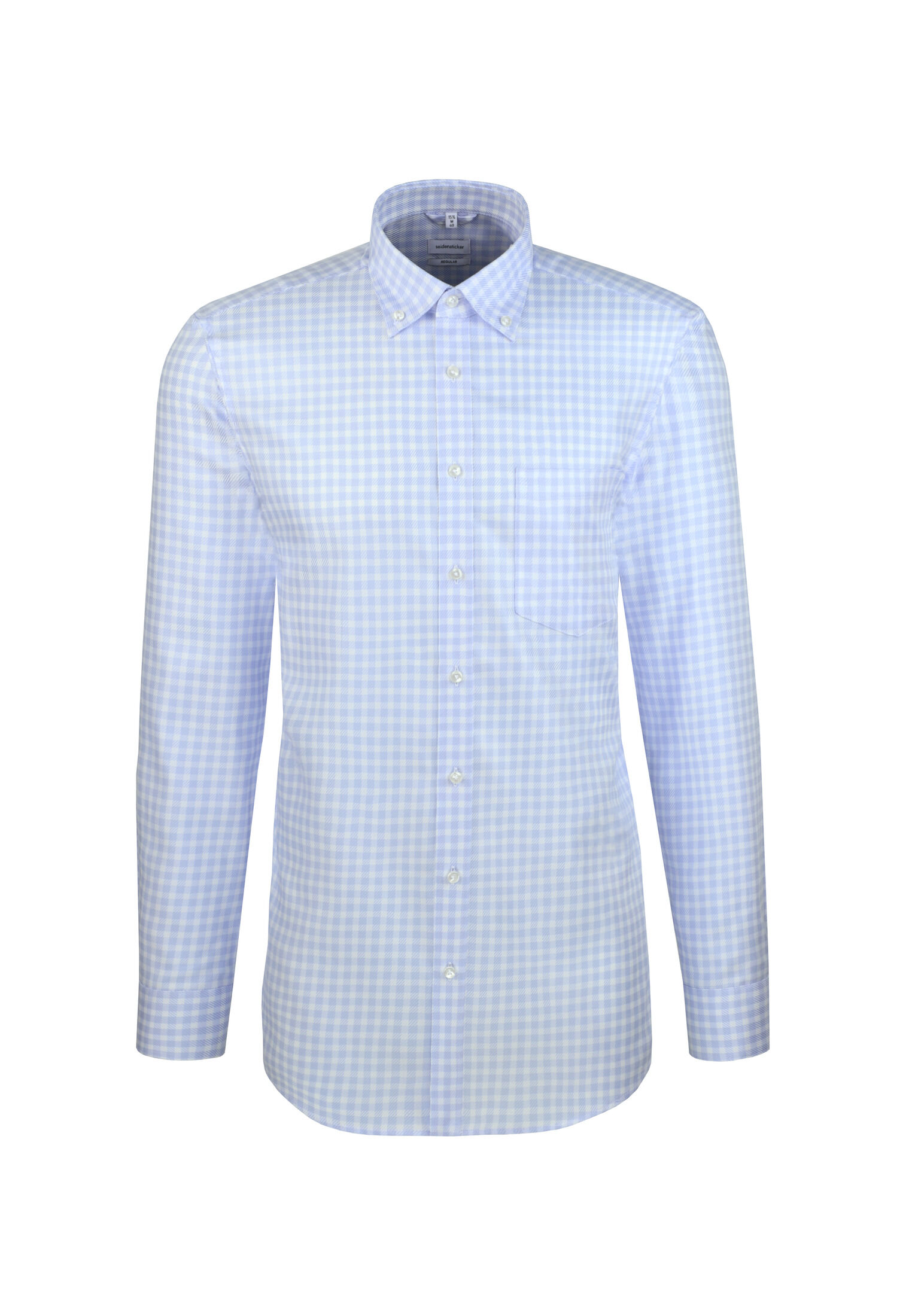 Seidensticker regular fit overhemd, popeline, blauw geruit
