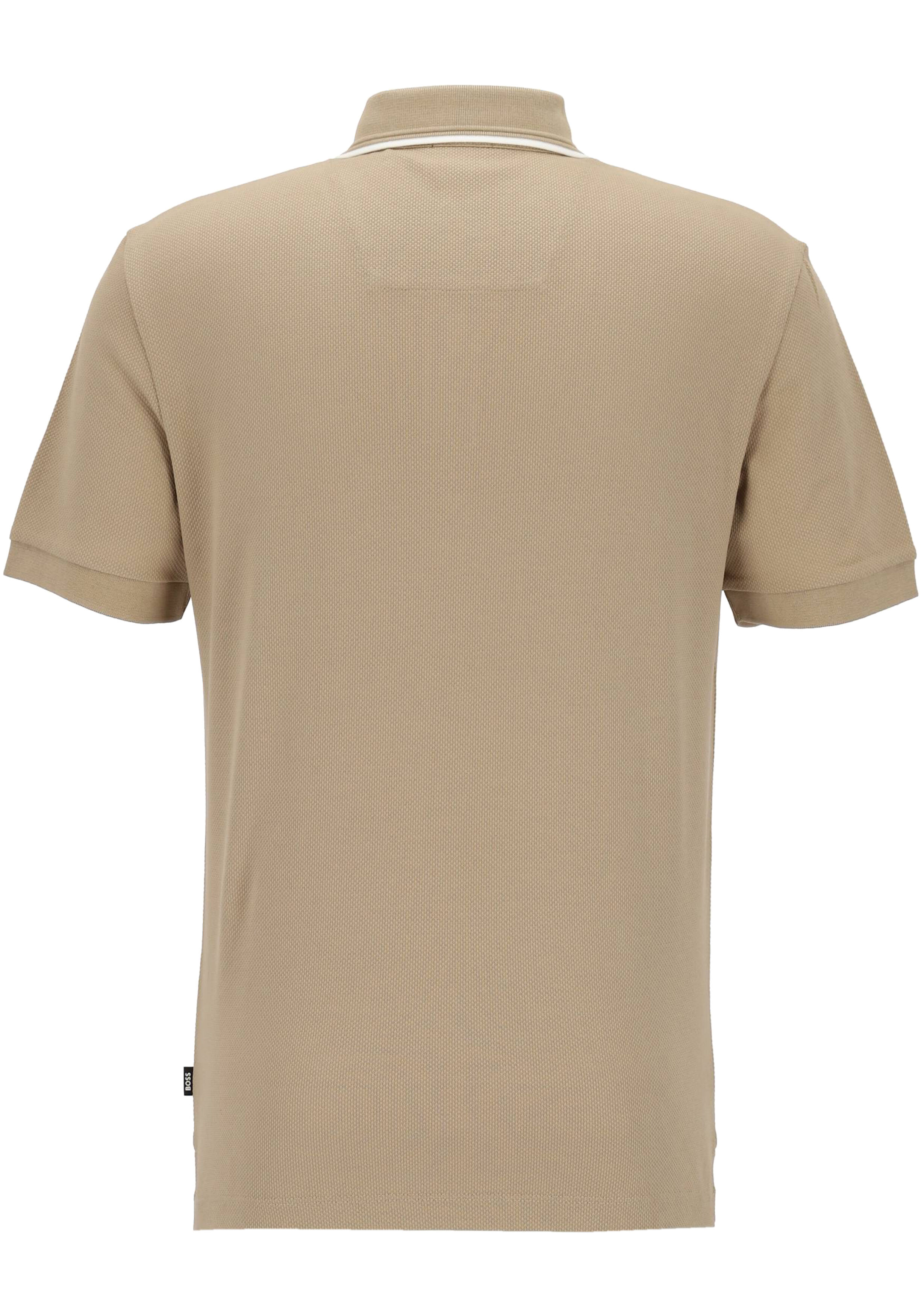 BOSS Prout regular fit heren polo, pique, licht beige