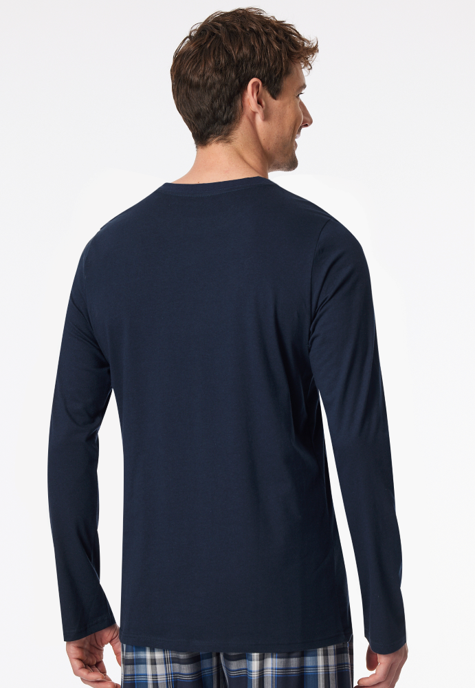 SCHIESSER Mix + Relax Shirt 1/1 arm, heren T-shirt lange mouw, nachtblauw