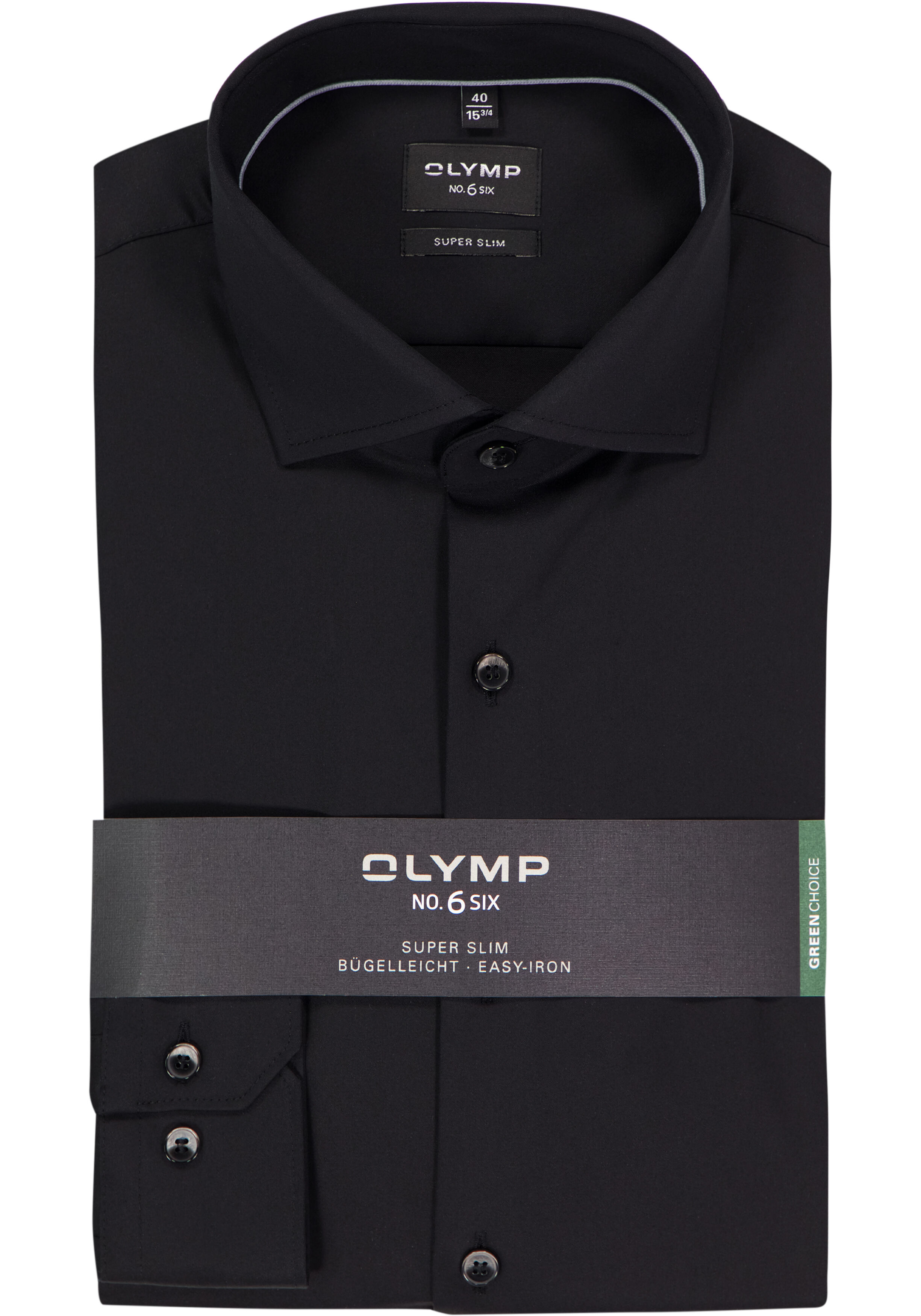 OLYMP No. 6 Six super slim fit overhemd, satijnbinding, zwart