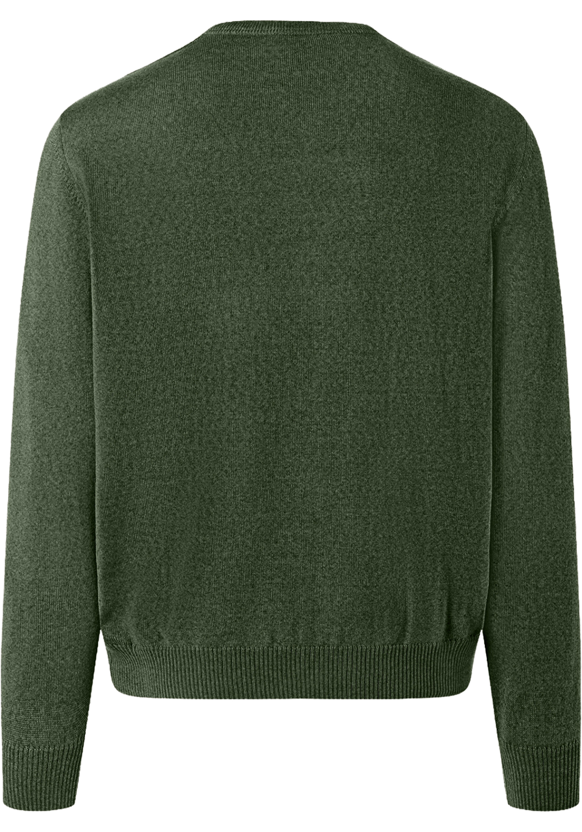 MAERZ Classic Fit heren trui met O-hals wol, groen