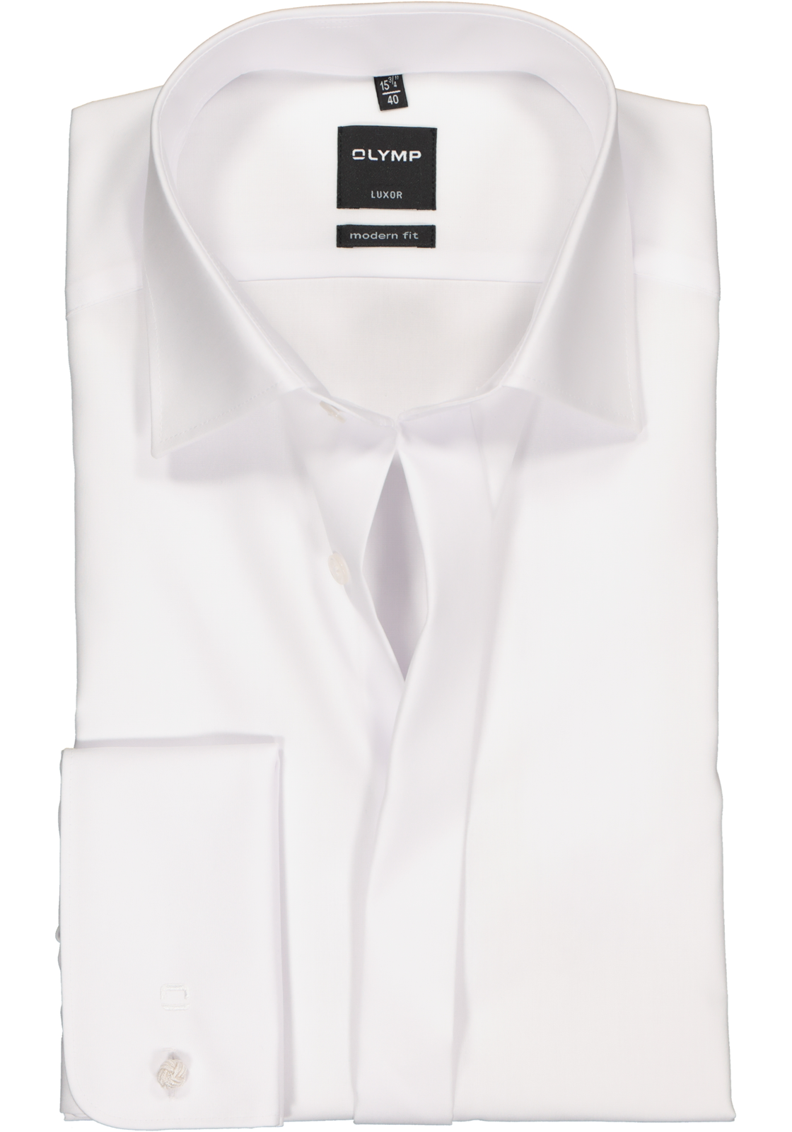 1-4025708147495_olymp-overhemd_HR OLYMP Luxor modern fit overhemd, smoking overhemd, mouwlengte 7, wit met Kent kraag