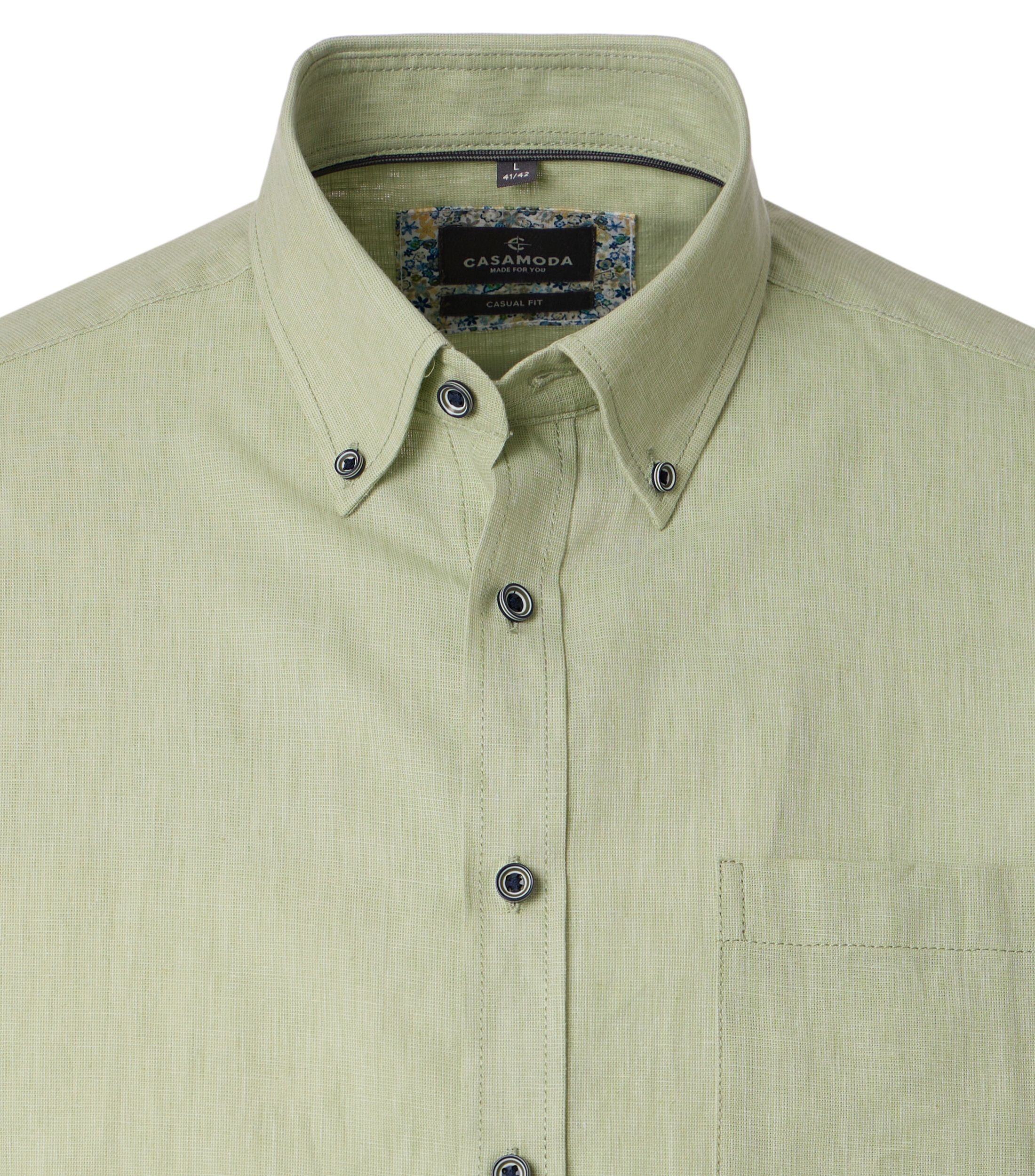 CASA MODA Sport casual fit overhemd, korte mouw, structuur, groen