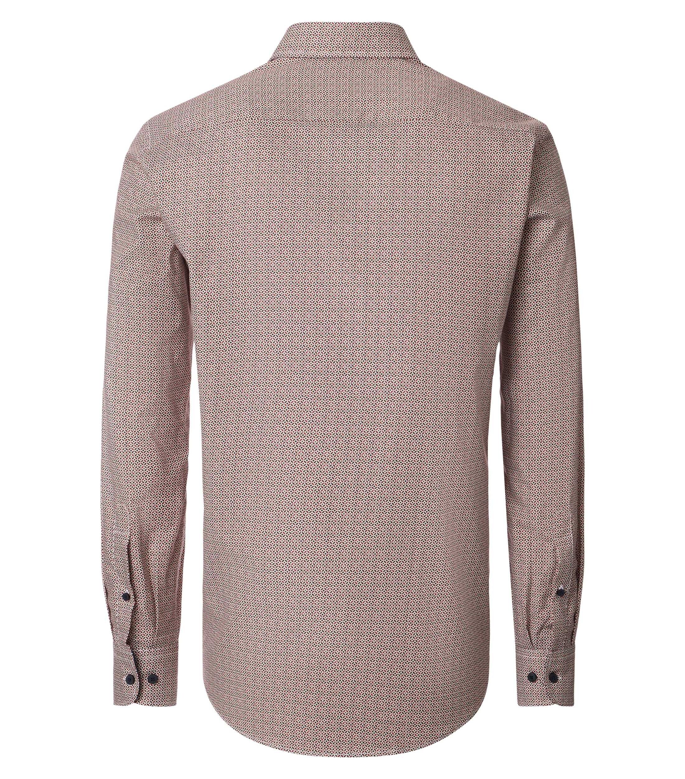 CASA MODA Sport casual fit overhemd, twill, donkerblauw, wit en beige dessin