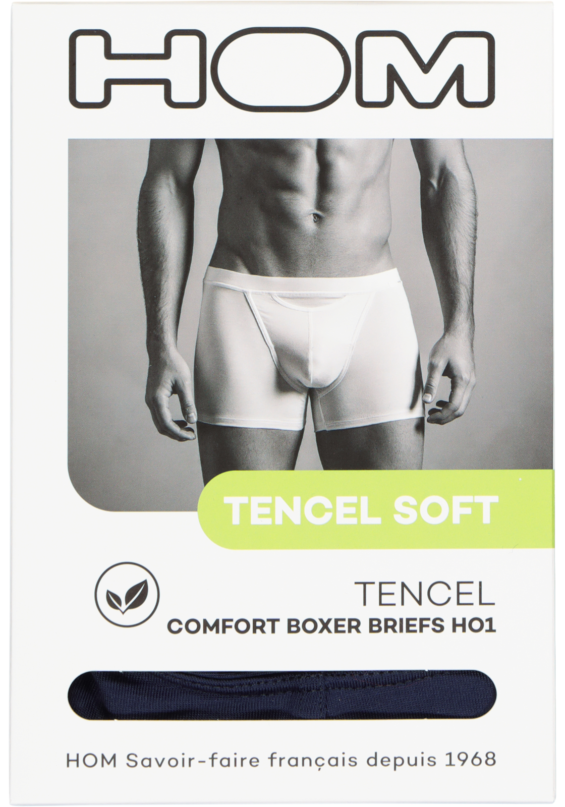 4-9009984229200_HOM_boxers__HR HOM Tencel soft comfort boxer briefs HO1 (1-pack), heren boxer kort met horizontale gulp, donkerblauw