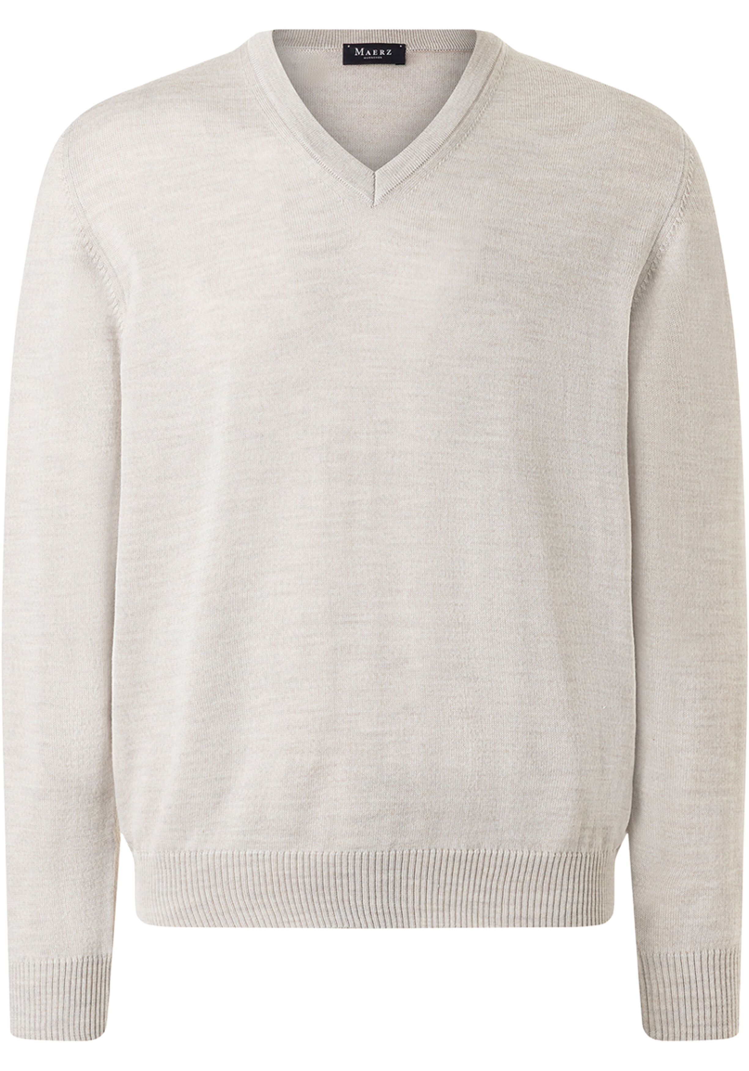 MAERZ Classic Fit heren trui met V-hals wol, offwhite