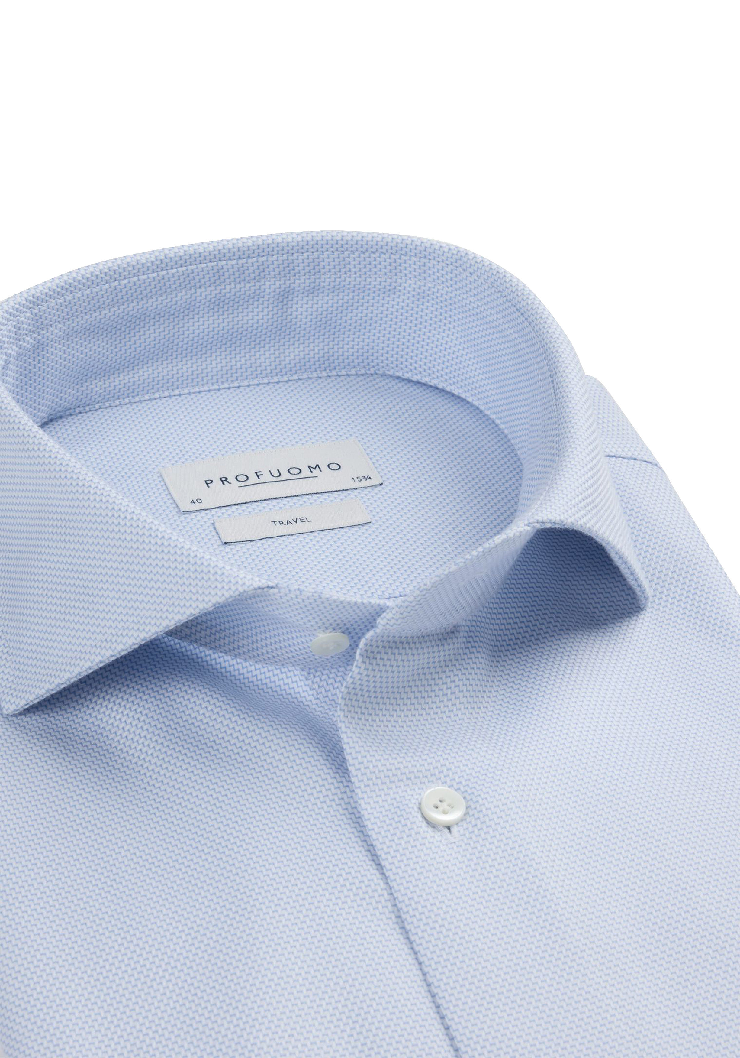 Profuomo slim fit heren overhemd, dobby, lichtblauw