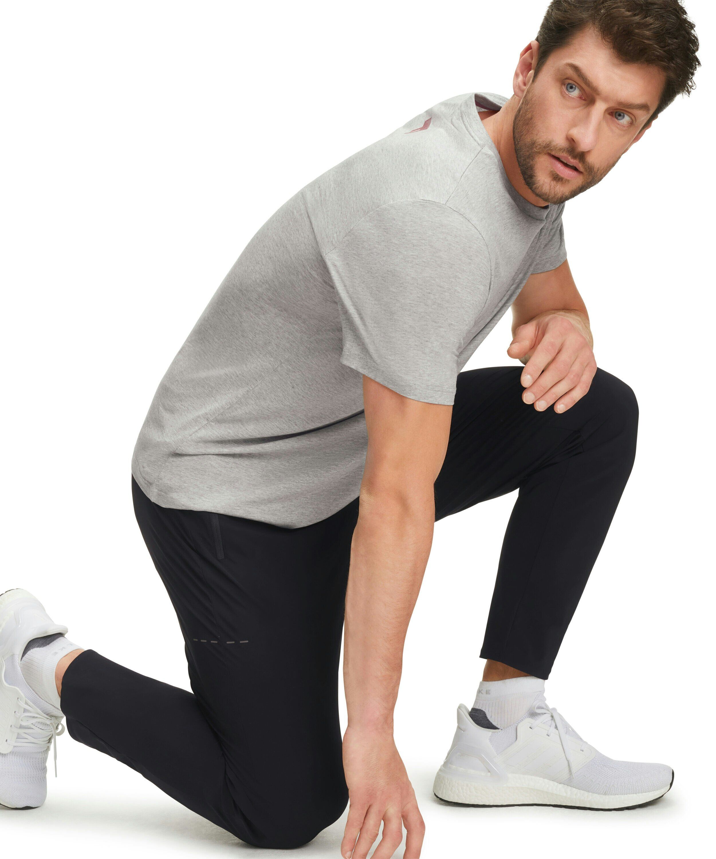 FALKE running heren training T-shirt, grijs (grey-heather)