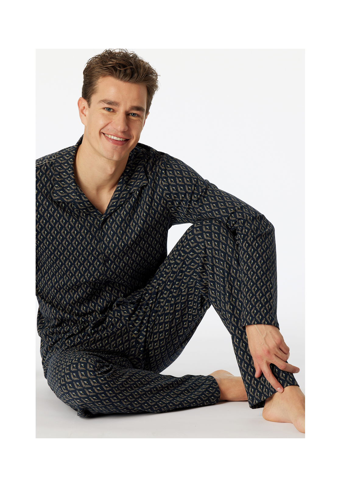 image_8_181176-804_5_1280x1280 SCHIESSER Fine Interlock pyjamaset, heren pyjama lange interlock knoopsluiting nachtblauw gedessineerd