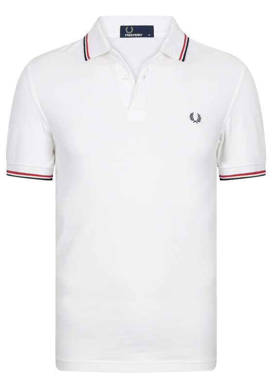 Fred Perry M3600 polo twin tipped shirt, heren polo White / Bright Red / Navy Fred Perry M3600 polo twin tipped shirt, heren polo White / Bright Red / Navy