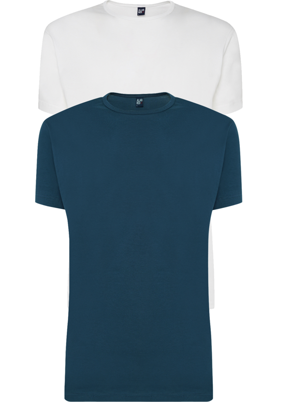 ALAN RED T-shirts Derby (2-pack), O-hals, wit en denim blauw  ALAN RED T-shirts Derby (2-pack), O-hals, wit en denim blauw