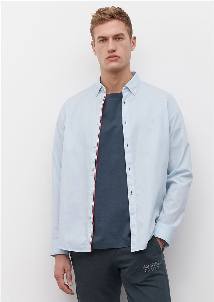 Marc O'Polo relaxed fit heren overhemd, structuur, lichtblauw