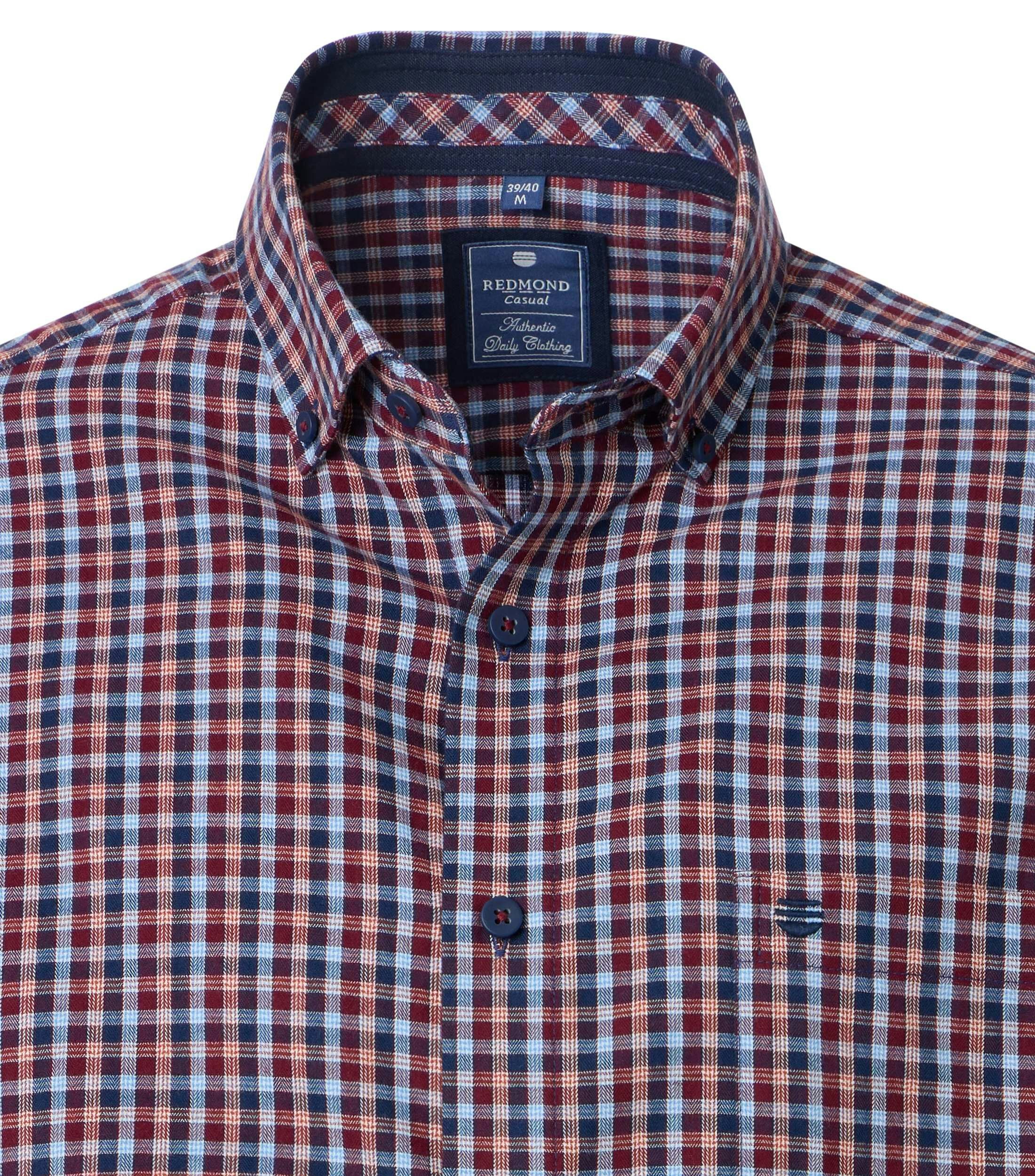 Redmond comfort fit overhemd, twill, rood geruit