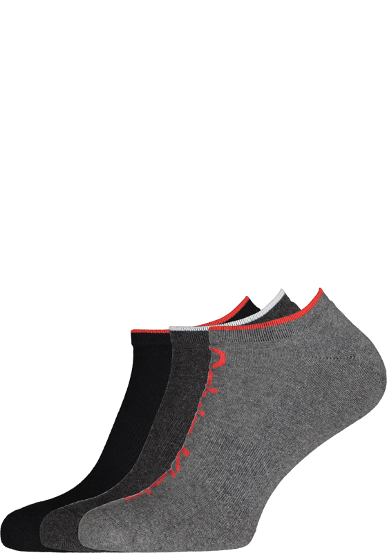 Calvin Klein herensokken Grant (3-pack), onzichtbare lage sportsokken, grijs, zwart en grijs met rood Calvin Klein herensokken Grant (3-pack), onzichtbare lage sportsokken, grijs, zwart en grijs met rood
