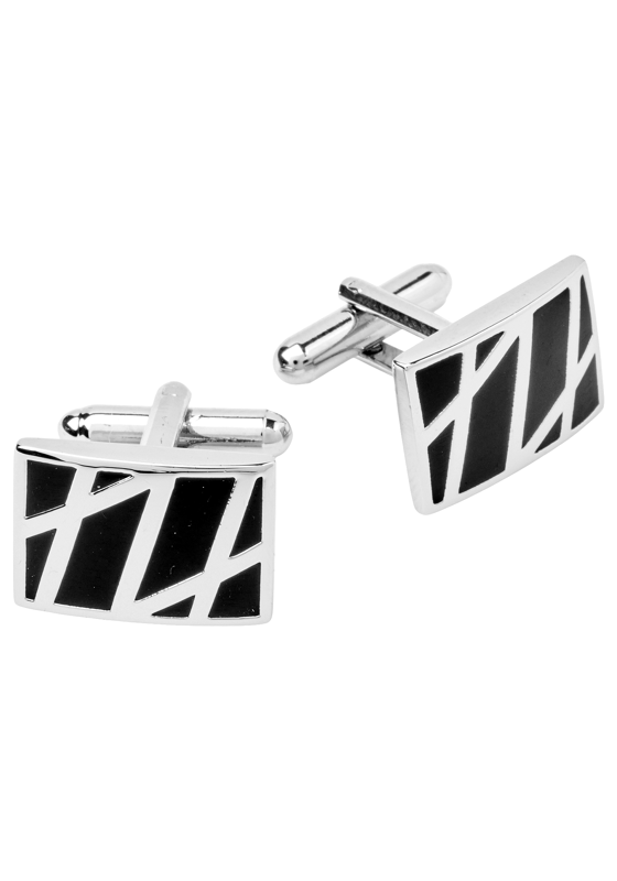 Manchetknopen zilver met zwart rechthoekig Manchetknopen zilver met zwart rechthoekig