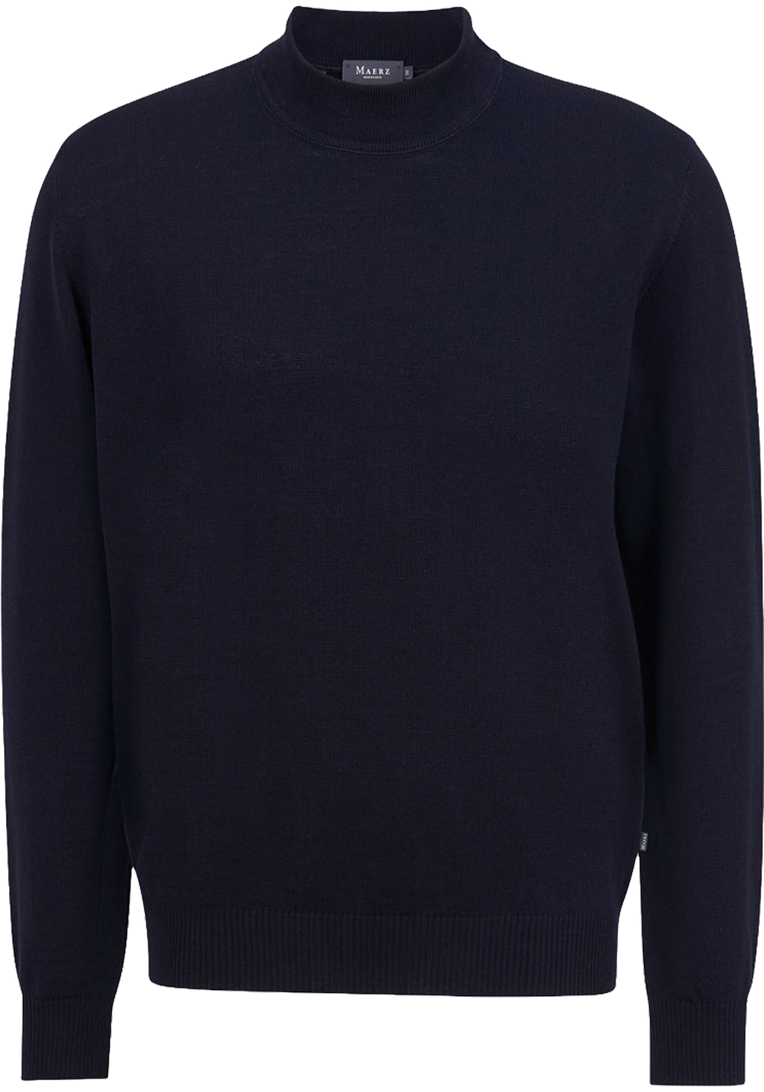 MAERZ Classic Fit heren trui met turtleneck wol, navy blauw