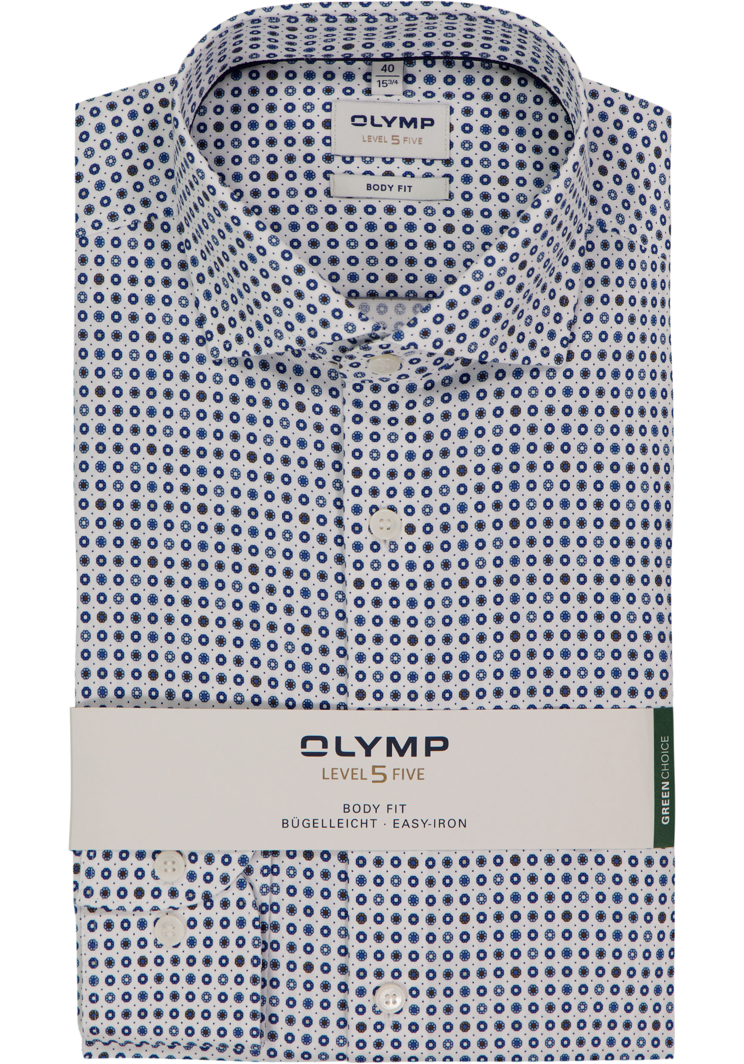 OLYMP Level 5 body fit overhemd, dobby, wit dessin