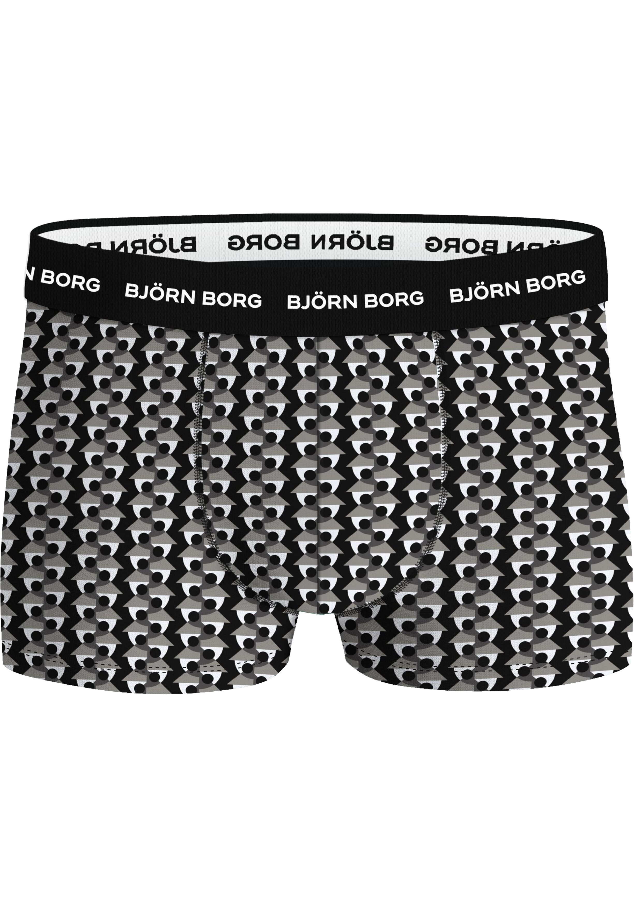 Bjorn Borg Cotton Stretch trunks, heren boxers korte pijp (3-pack), groen, print, zwart