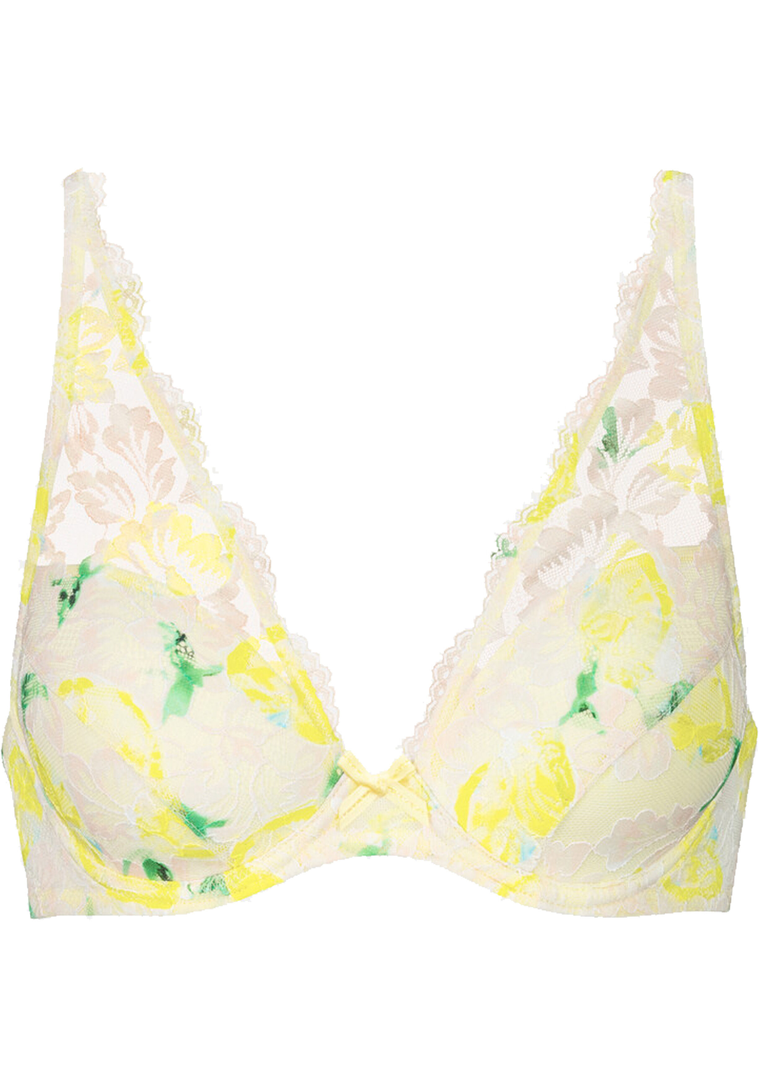 Mey dames smart foam bra Amazing, beugel bh, lichtgeel met groen en offwhite