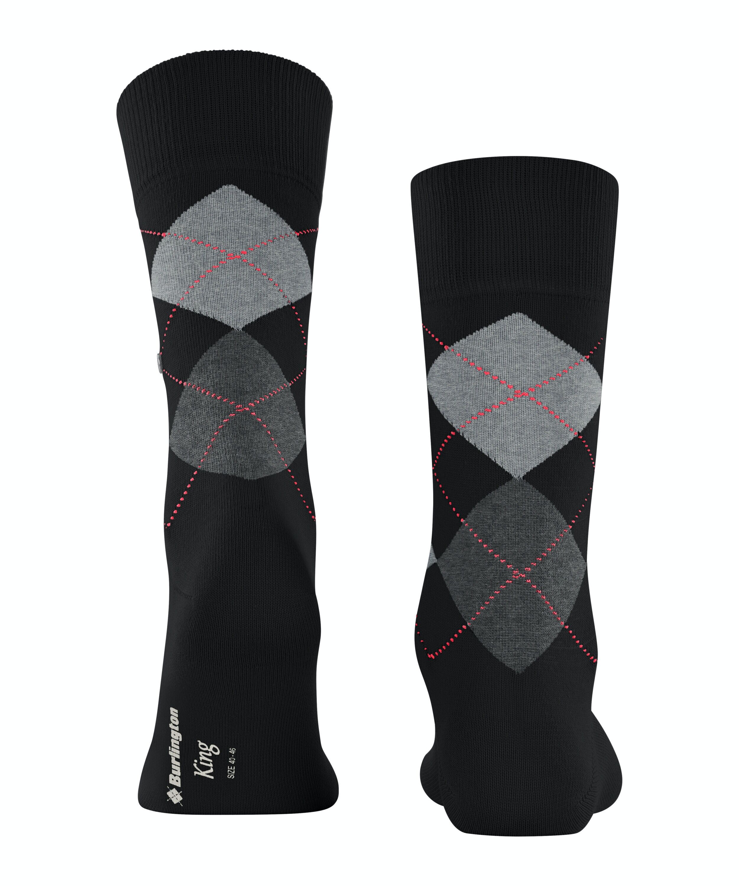 Burlington King herensokken, zwart (black-flames)