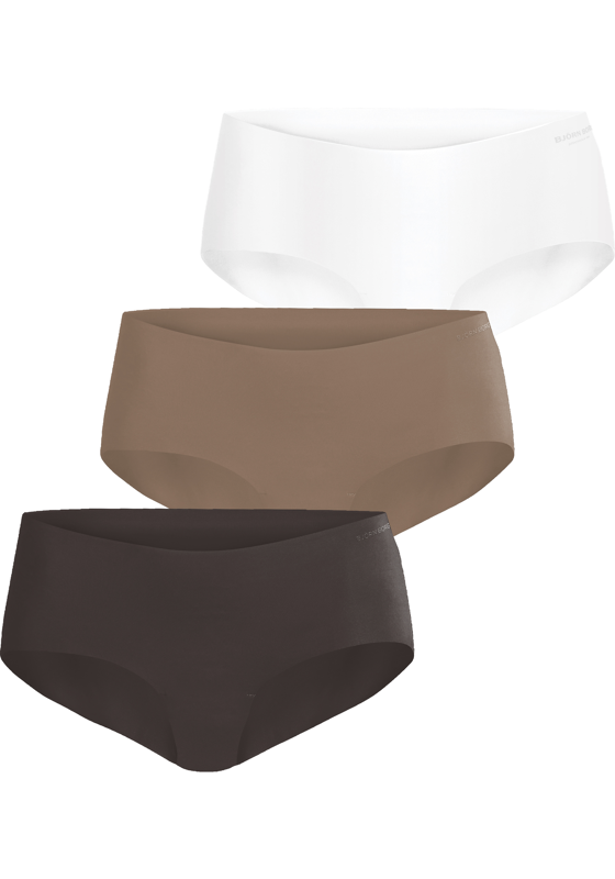 Bjorn Borg dames Invisible Hipster, heupslip (3-pack), wit, bruin, bruin Bjorn Borg dames Invisible Hipster, heupslip (3-pack), wit, bruin, bruin
