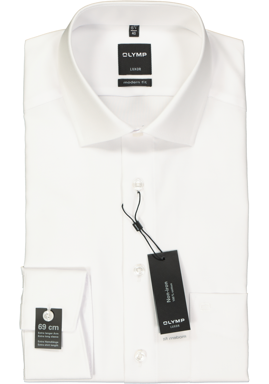 2-4063402761968_olymp-overhemd_HR OLYMP Luxor modern fit overhemd, mouwlengte 7, wit twill