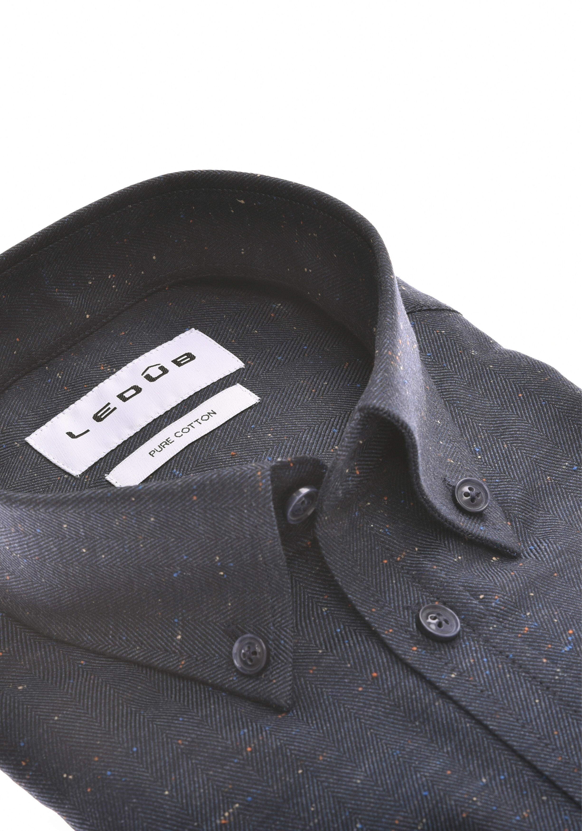 Ledub modern fit overhemd, flanel, donkerblauw