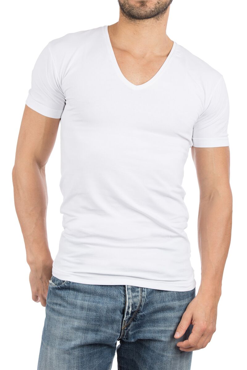 ALAN RED T-shirts no neck (2-pack), diepe V-hals, wit
