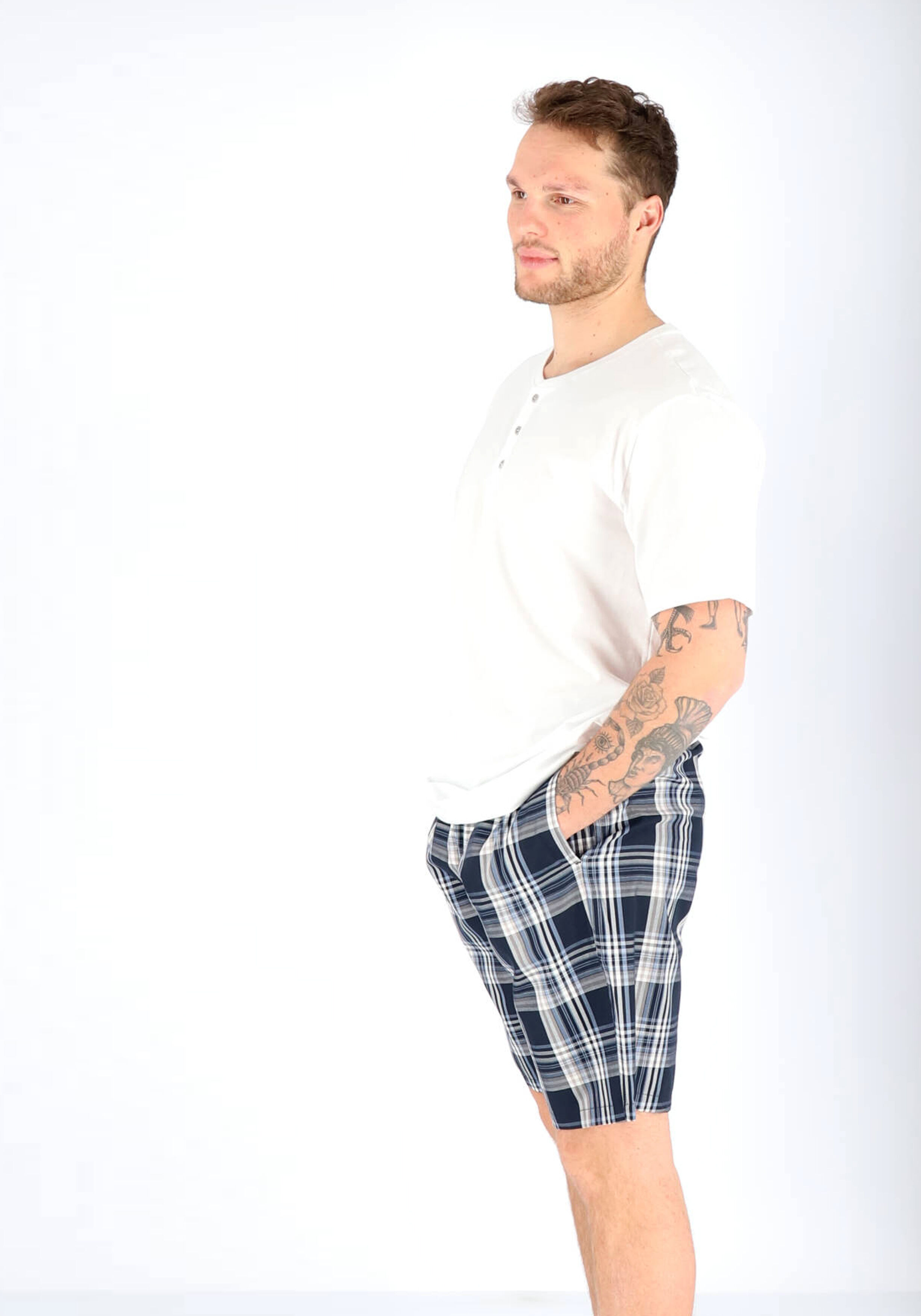 SCHIESSER Mix+Relax T-shirt, korte mouw O-hals met knoopjes, wit