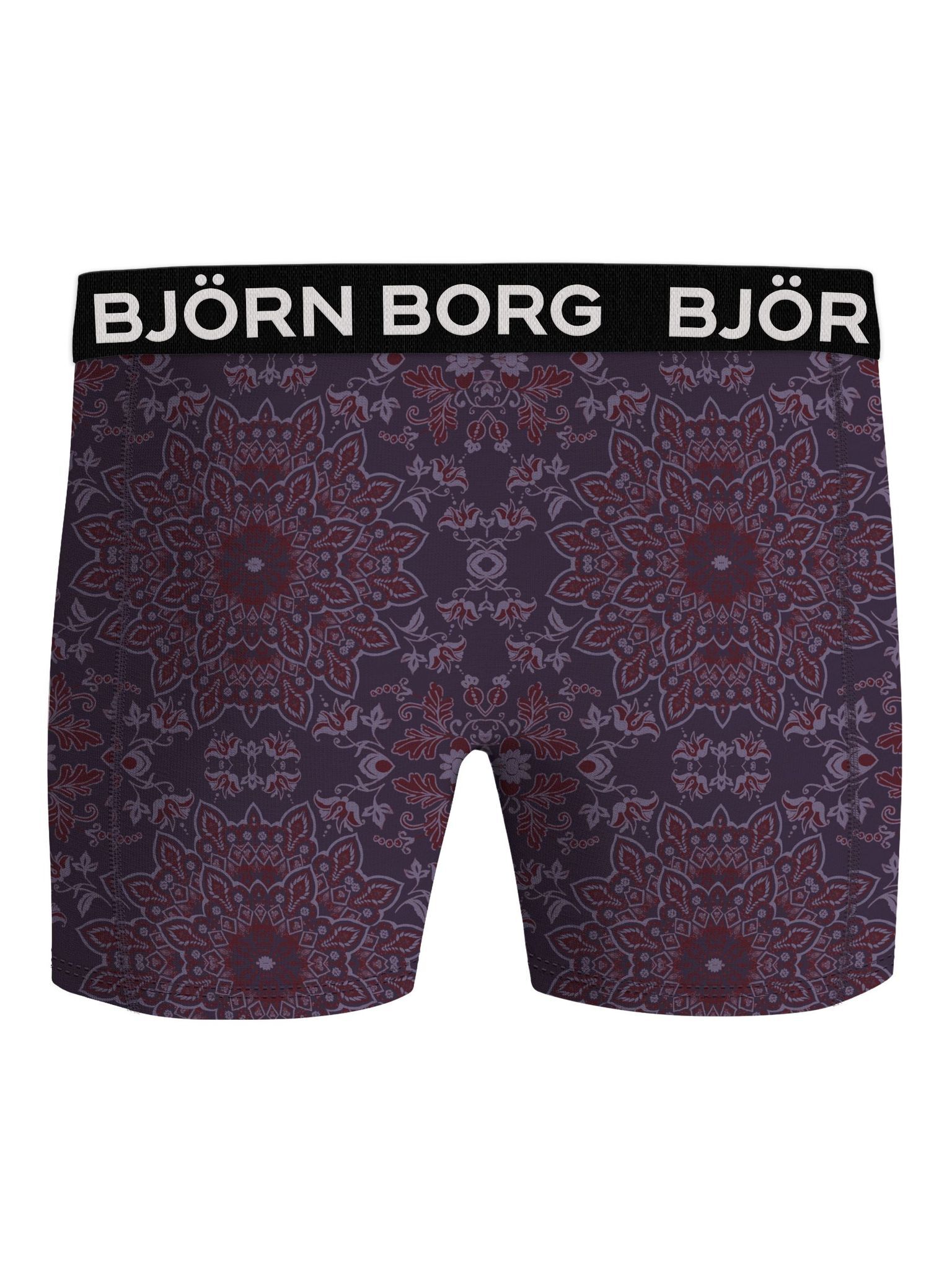 Bjorn Borg Bamboo Cotton Blend boxers, heren boxers normale lengte (2-pack), donkerblauw en blauw met bordeaux print