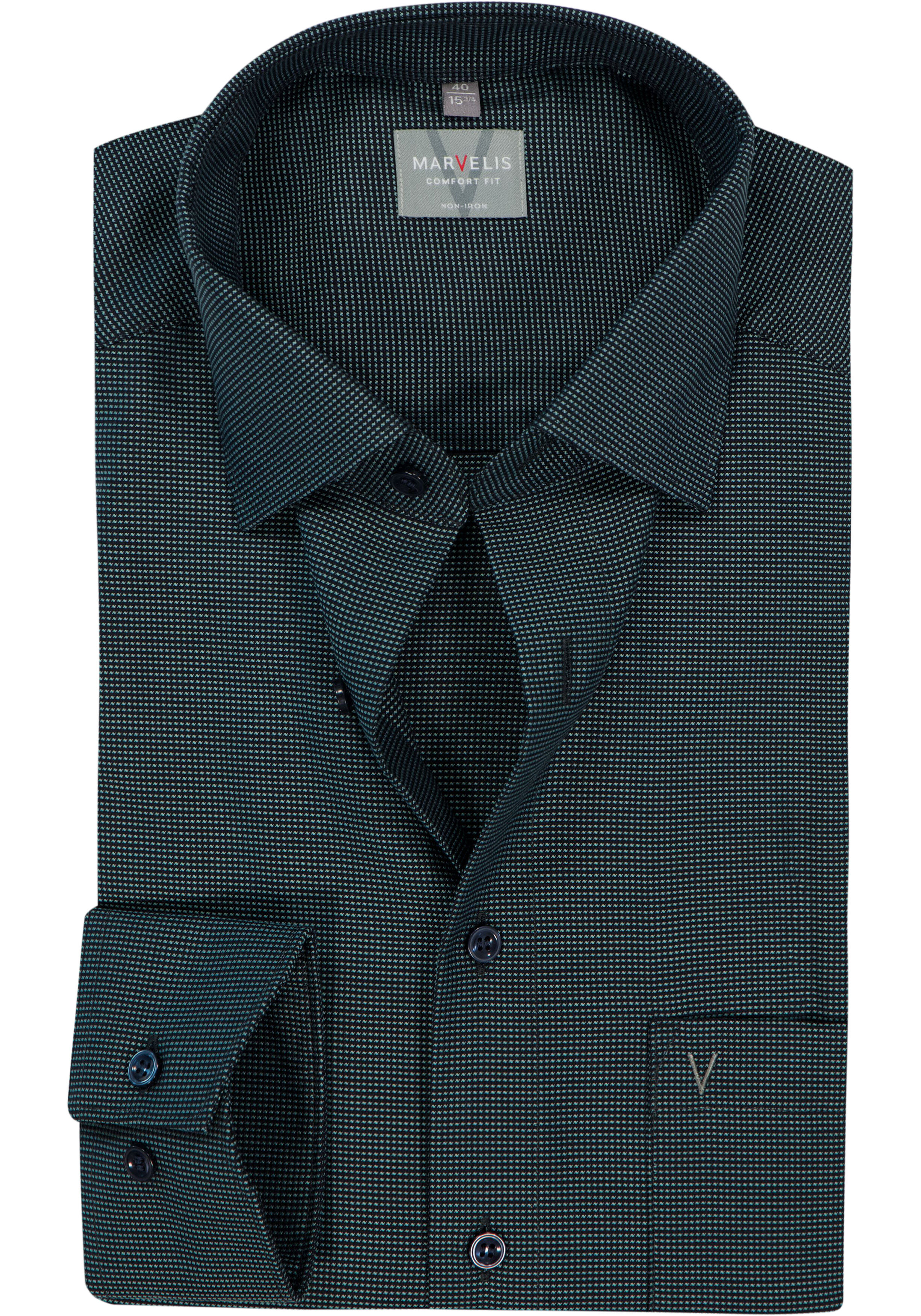 MARVELIS comfort fit overhemd, structuur, groen