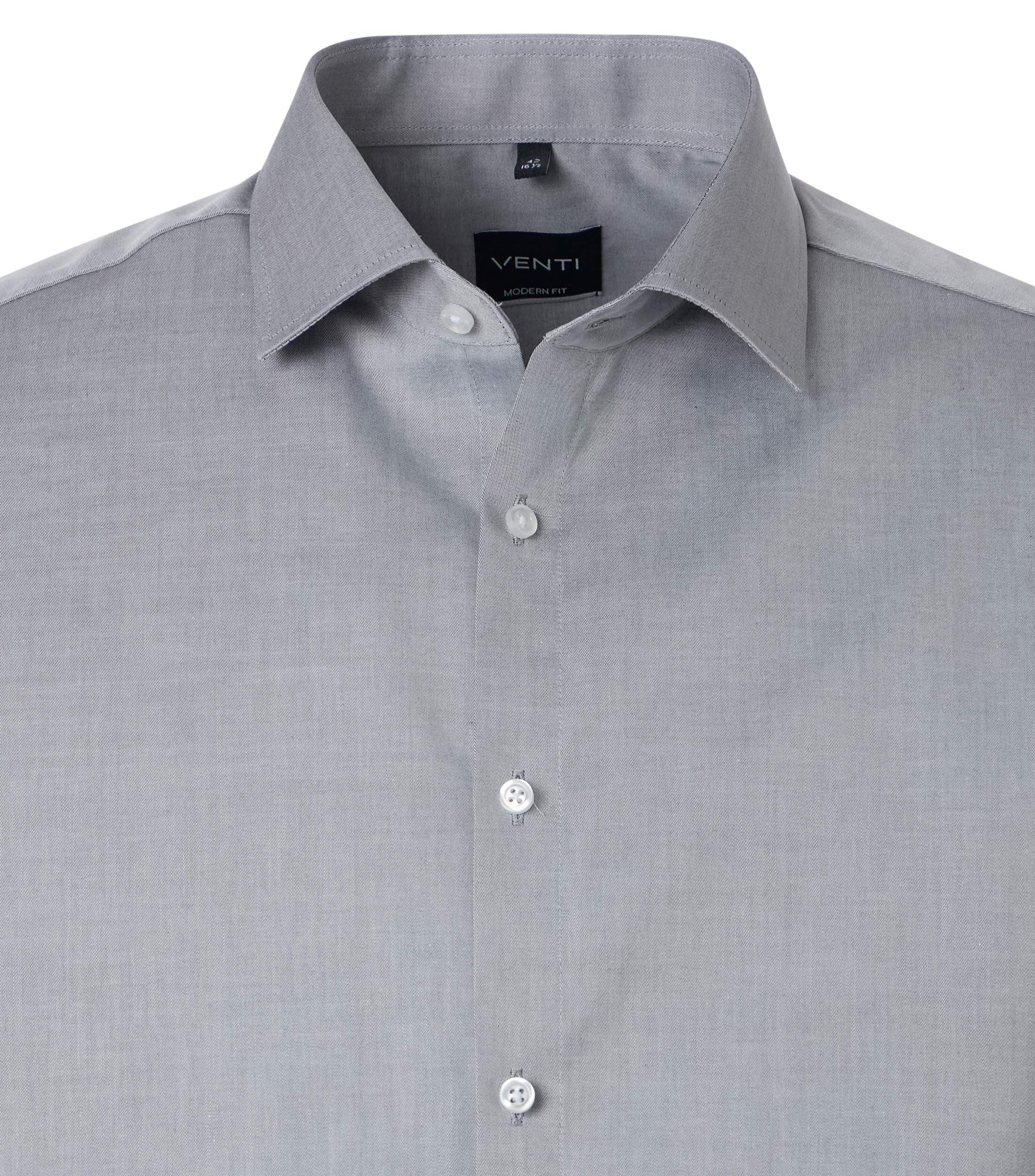 VENTI modern fit overhemd, korte mouw, twill, grijs