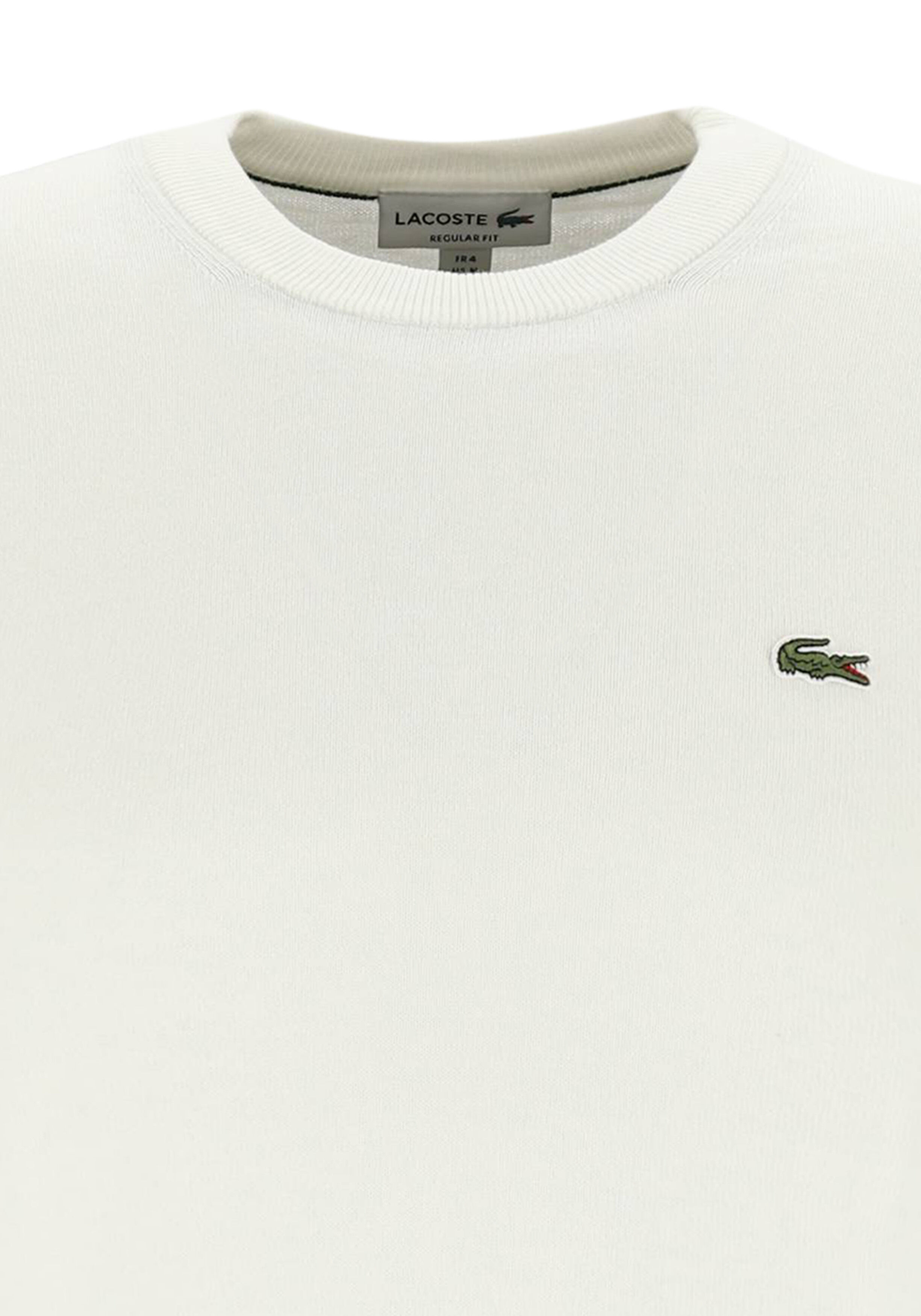 Lacoste herentrui katoen, O-hals, bloemwit