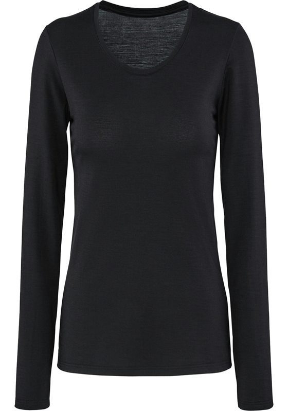 FALKE dames shirt met lange mouw Daily Climawool, zwart (black) FALKE dames shirt met lange mouw Daily Climawool, zwart (black)