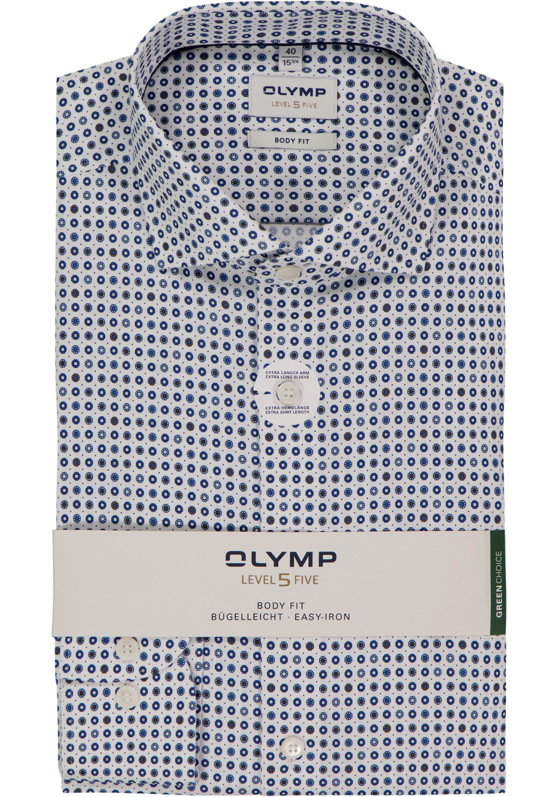 OLYMP Level 5 body fit overhemd, mouwlengte 7, dobby, wit dessin OLYMP Level 5 body fit overhemd, mouwlengte 7, dobby, wit dessin